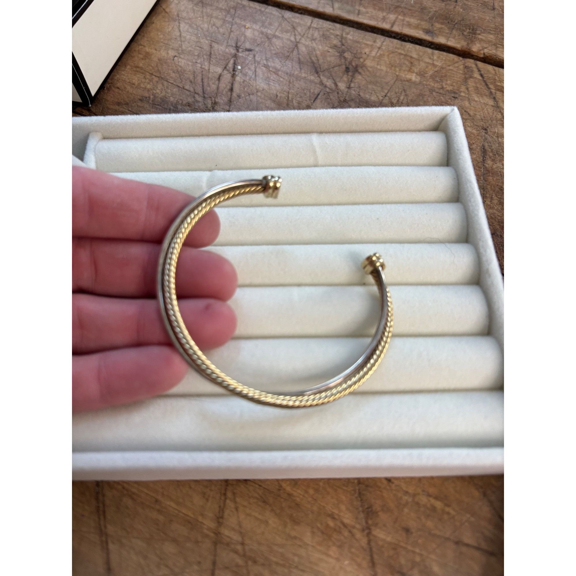 Other Gold-Tone Twisted Cable Open Cuff Bracelet With Polished End Size ONE SIZE - 3 Thumbnail