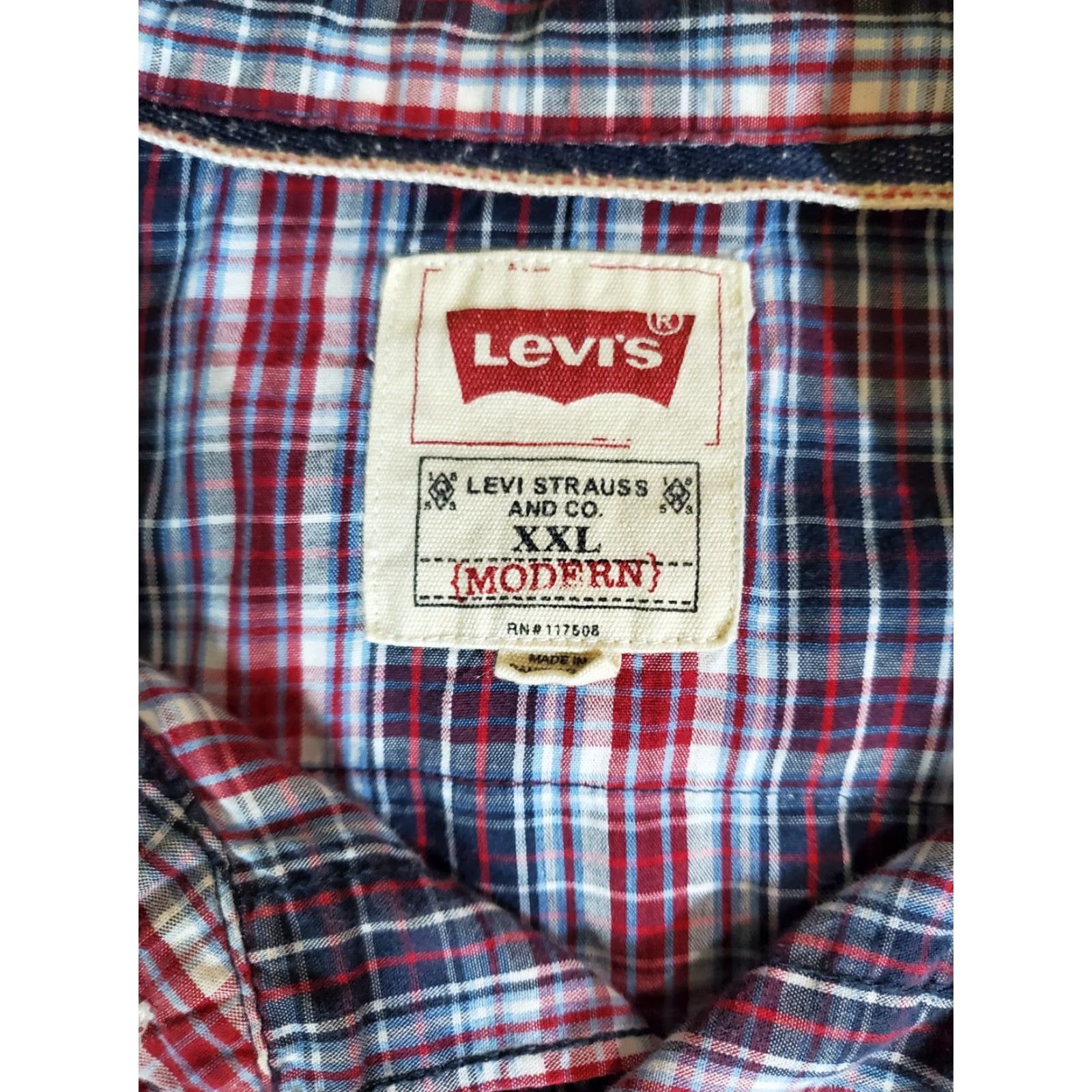 Levi's Levi's Signature Pearl Snap Mens Western Shirt Plaid XXL Regular Cotton Polyester Blend Short Sleeve Button-Up Button Pocket Western Theme Size US XXL / EU 58 / 5 - 3 Thumbnail
