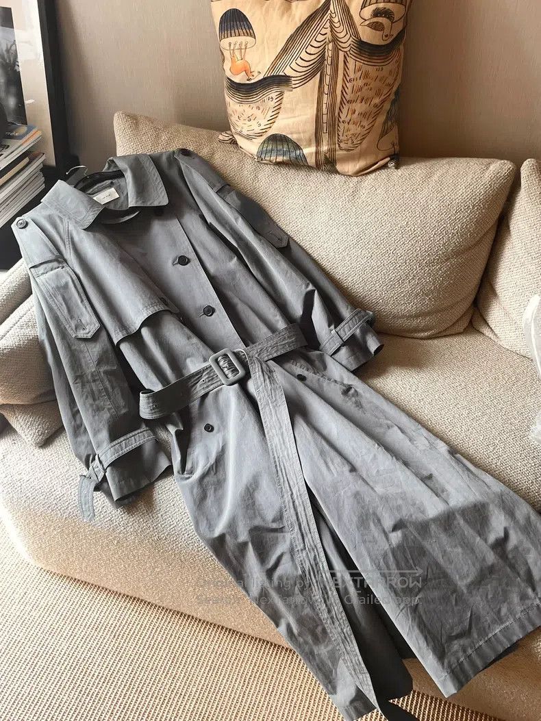 The Row The Row Double-Breasted Smoky Gray Showpiece Trench Coat Size S / US 4 / IT 40 - 6 Thumbnail