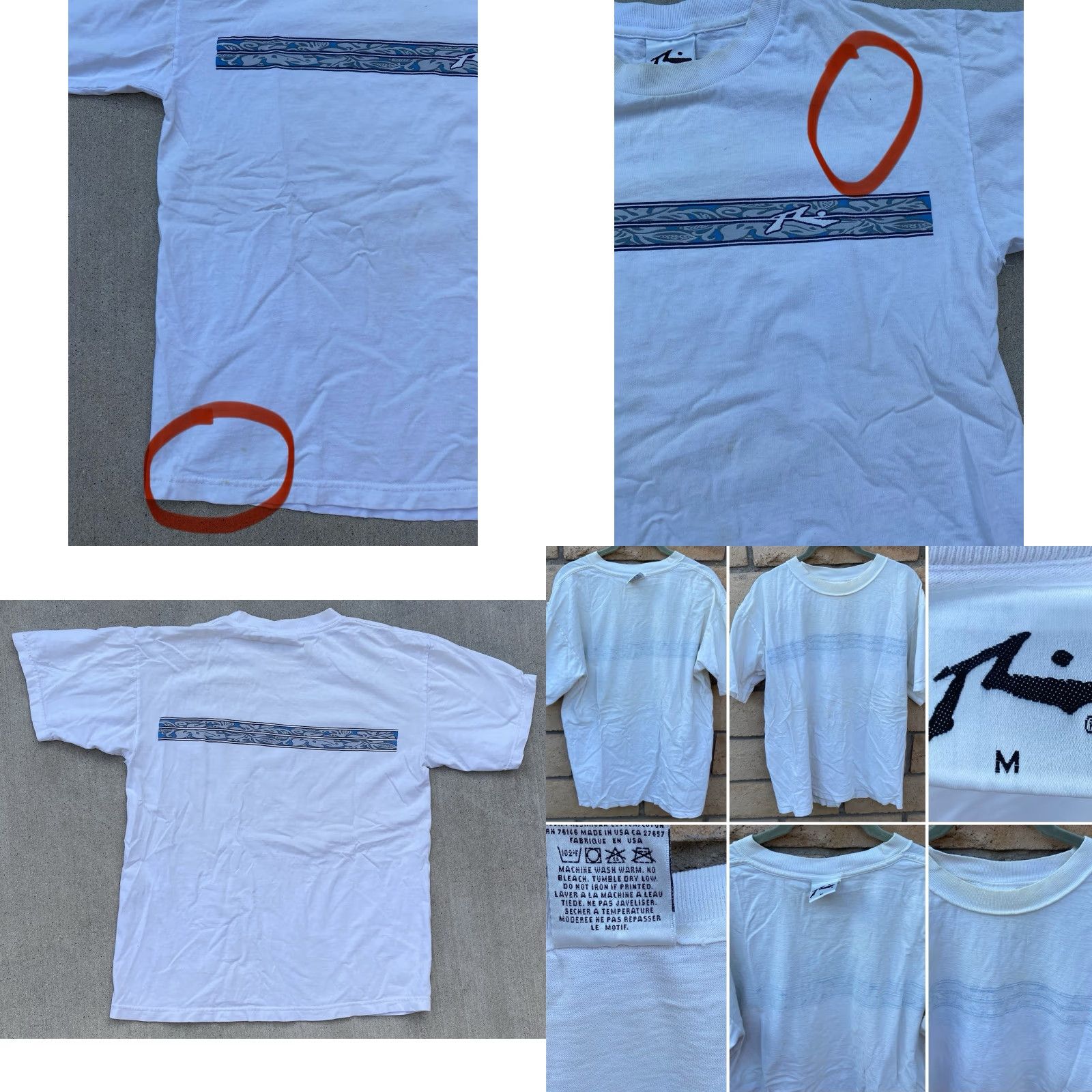 Rusty VINTAGE Rusty T Shirt Logo Tee Front Back Graphics Surf Beach Worn Stain M Mens Shirt M White Cotton Logo Beach 90s Vintage Rusty Brand Tee Size US M / EU 48-50 / 2 - 10 Thumbnail
