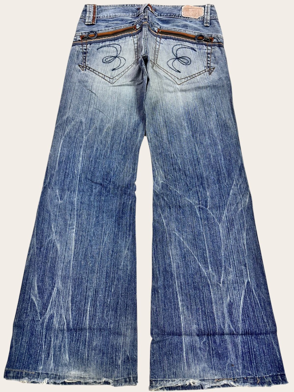 If Six Was Nine Japan Blue Way Grunge Faded Heavy Flared Jeans Size US 33 - 1 Thumbnail