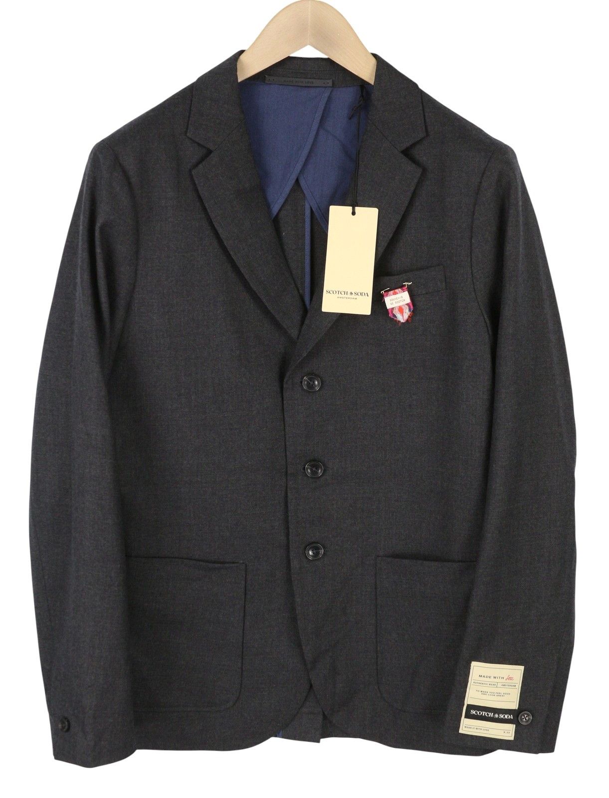 Scotch & Soda S Grey Graphite Melange Notch Blazer 88532 Size 36R - 1 Thumbnail