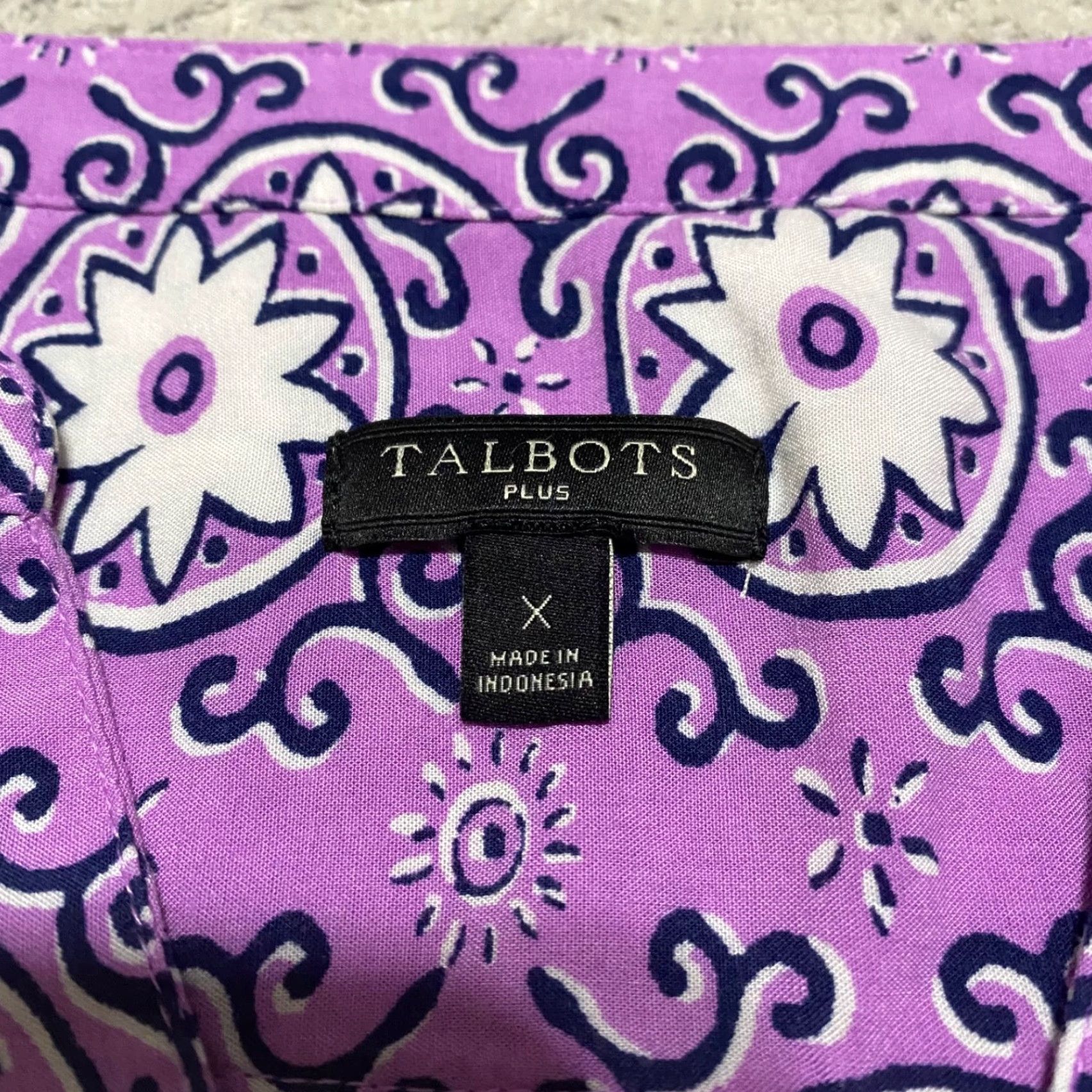 Talbots Talbots Purple Floral V-Neck Pullover Shirt 0X Plus Womens Long Sleeve Blouse Purple Floral 0X Women Talbots Shirt Size XL / US 12-14 / IT 48-50 - 3 Thumbnail