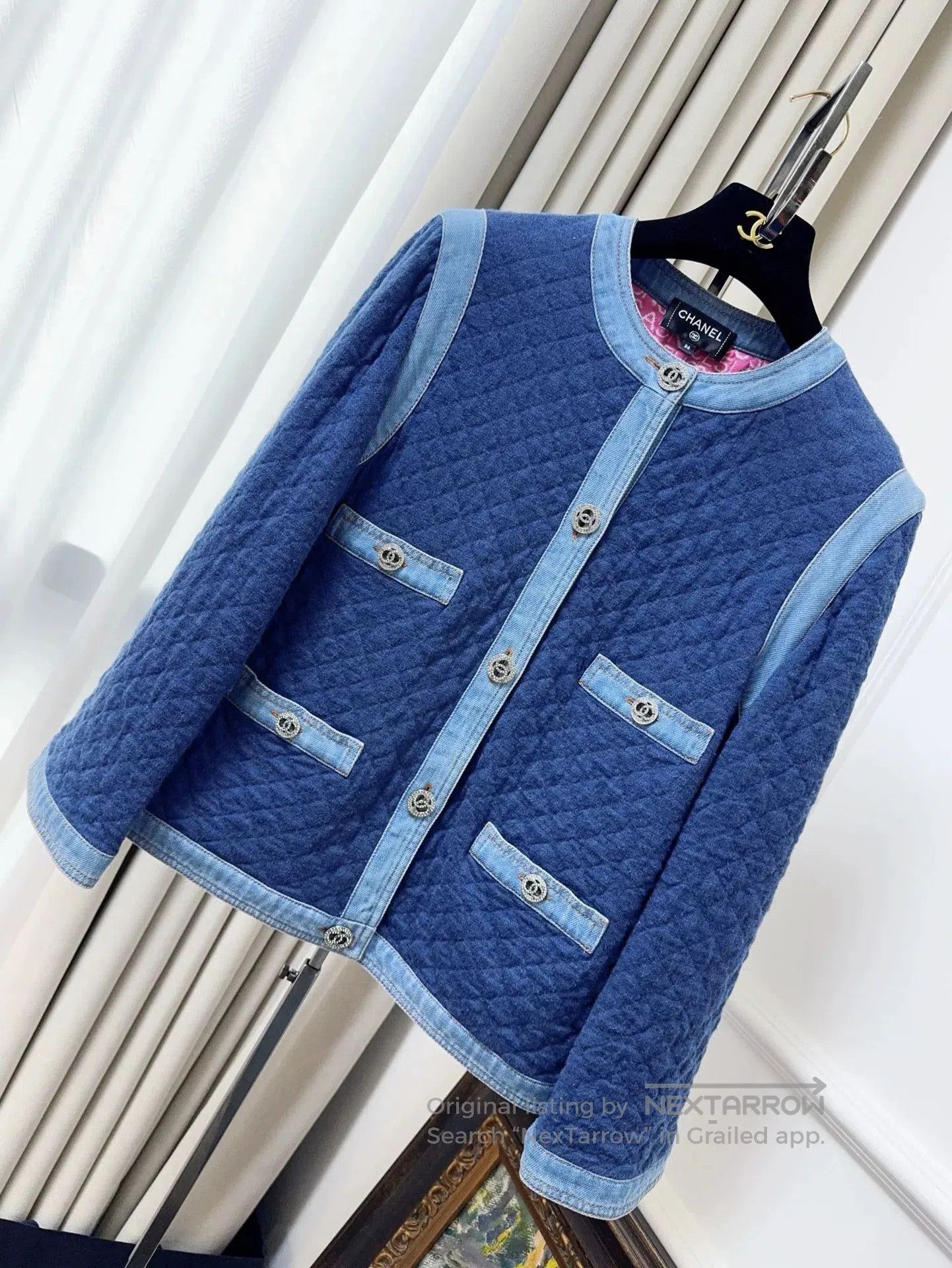 Chanel Chanel Blue Quilted Jacket with Denim Edges. Size US S / EU 44-46 / 1 - 1 Thumbnail