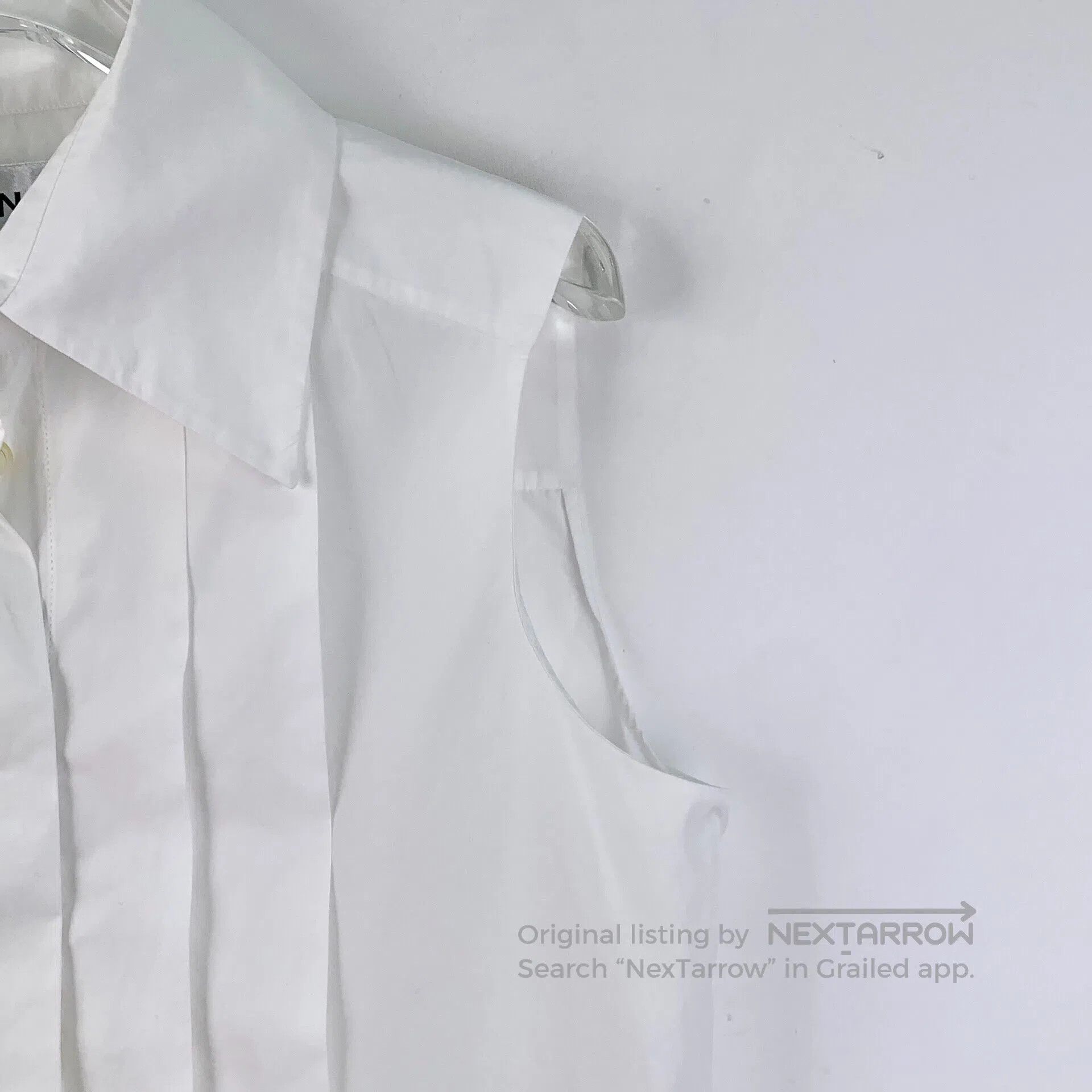 Chanel Chanel White Ruffle Design Cotton Collar Sleeveless Shirt| Size XS / US 0-2 / IT 36-38 - 3 Thumbnail