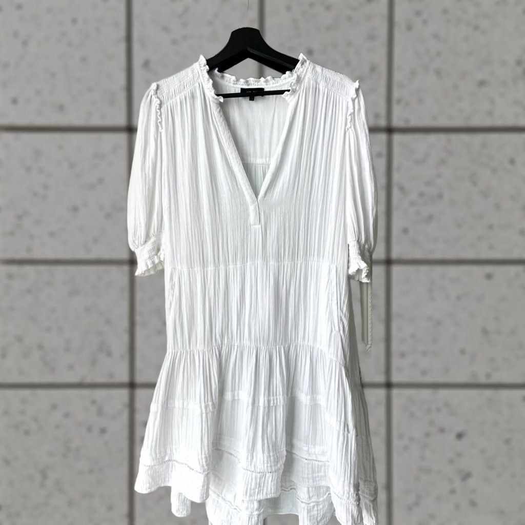 ME+EM ME+EM White Dress Knee Length V-Neck Wool? (No Wool) — Wrong. Size L / US 10 / IT 46 - 1 Thumbnail