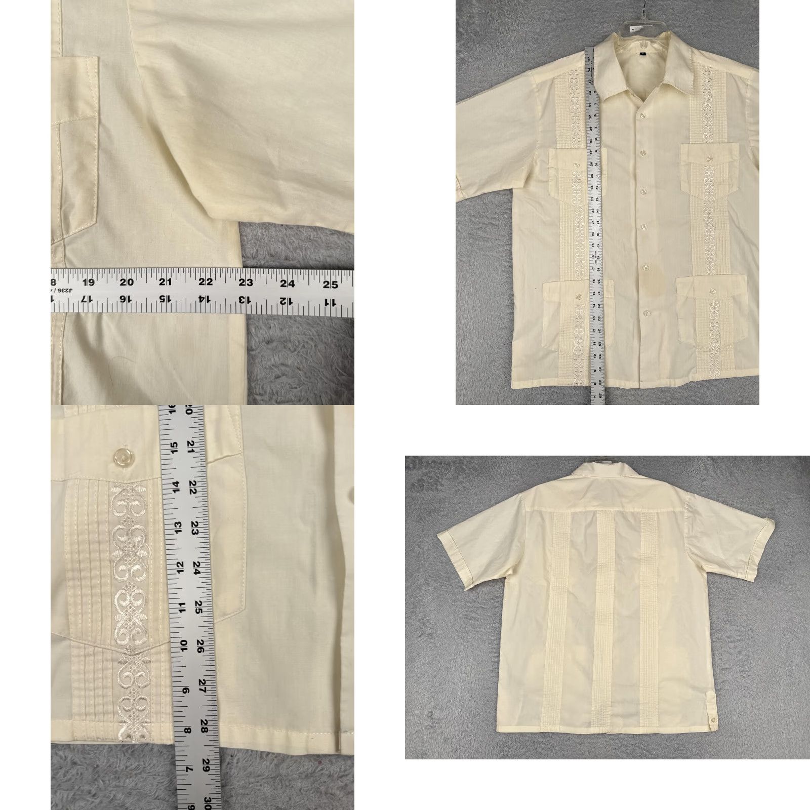 Vintage Guayabera Shirt Mens Medium White Embroidered Short Sleeve Button Up 4 Pocket Size US M / EU 48-50 / 2 - 8 Thumbnail