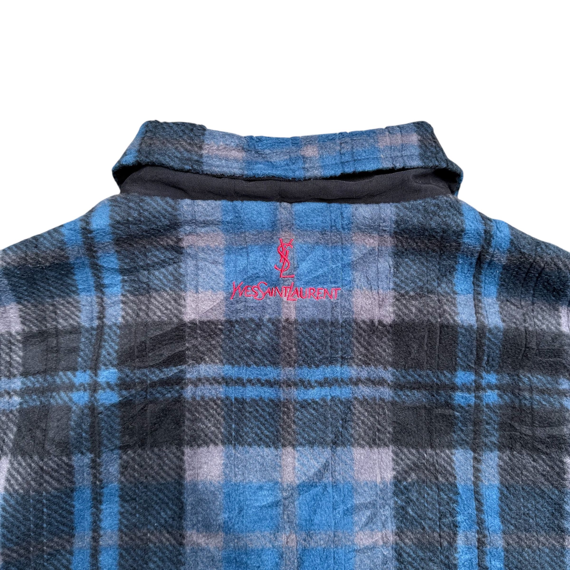 Yves Saint Laurent Vintage YSL Plaid Tartan Fleece Bomber Jacket Size US L / EU 52-54 / 3 - 7 Thumbnail