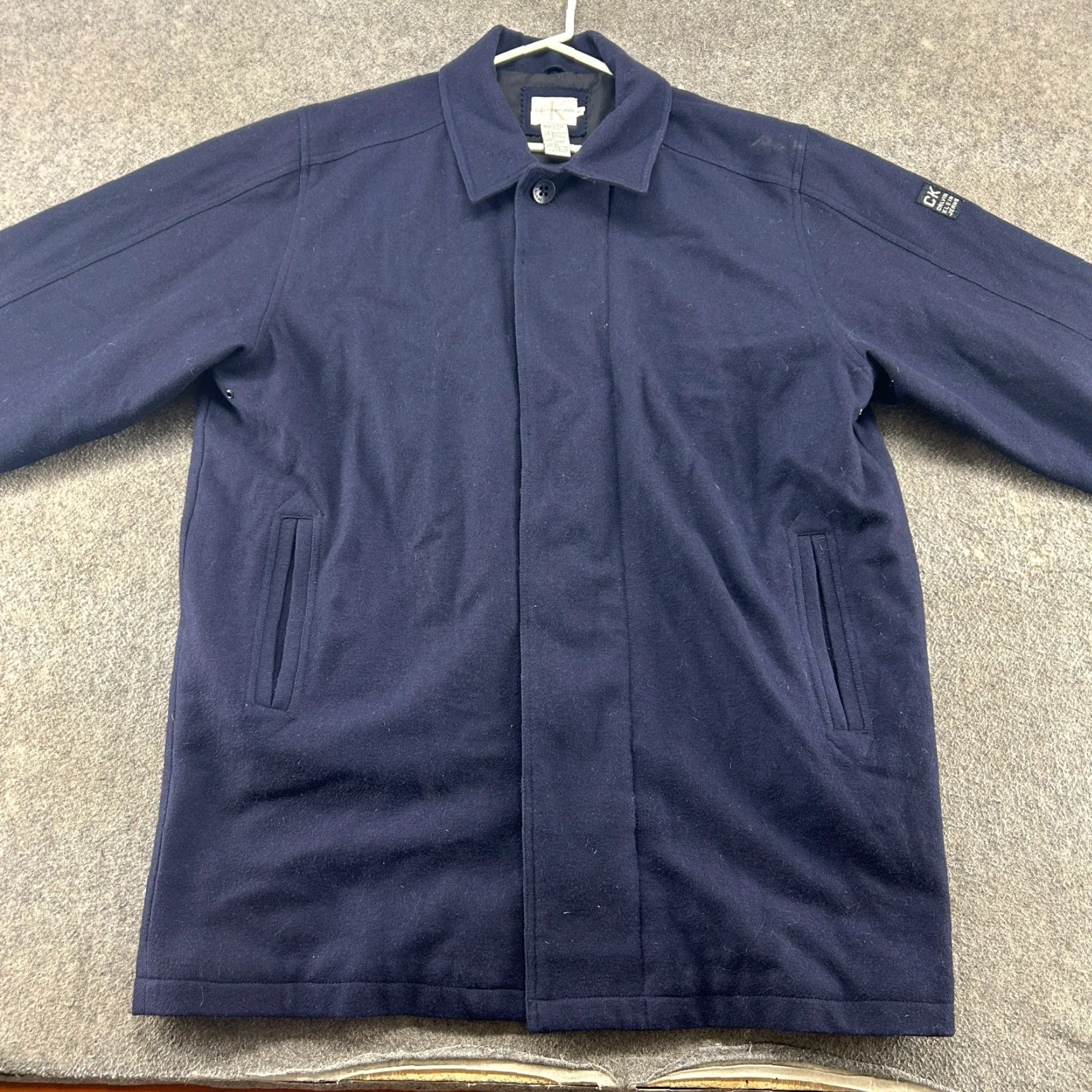 Calvin Klein VINTAGE Calvin Klein Coat Mens XL Blue Navy Wool Full Zip Lined Overcoat 90s Size US XL / EU 56 / 4 - 3 Thumbnail