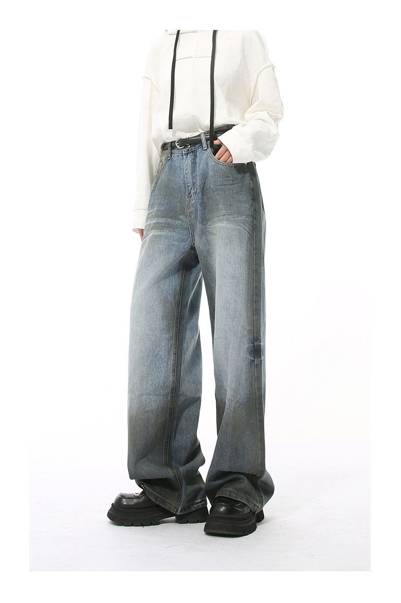 Japanese Brand × Jean American street retro distressed straight washed jeans Size US 34 / EU 50 - 3 Thumbnail