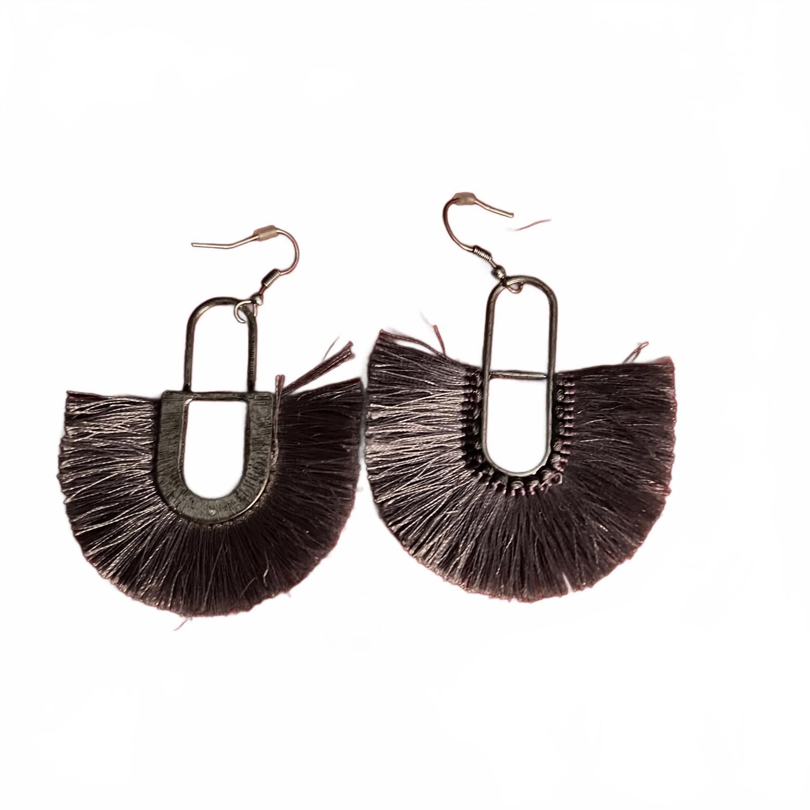 Unknown London Handcrafted Tassel Earrings with Metal Frame Size ONE SIZE - 1 Preview