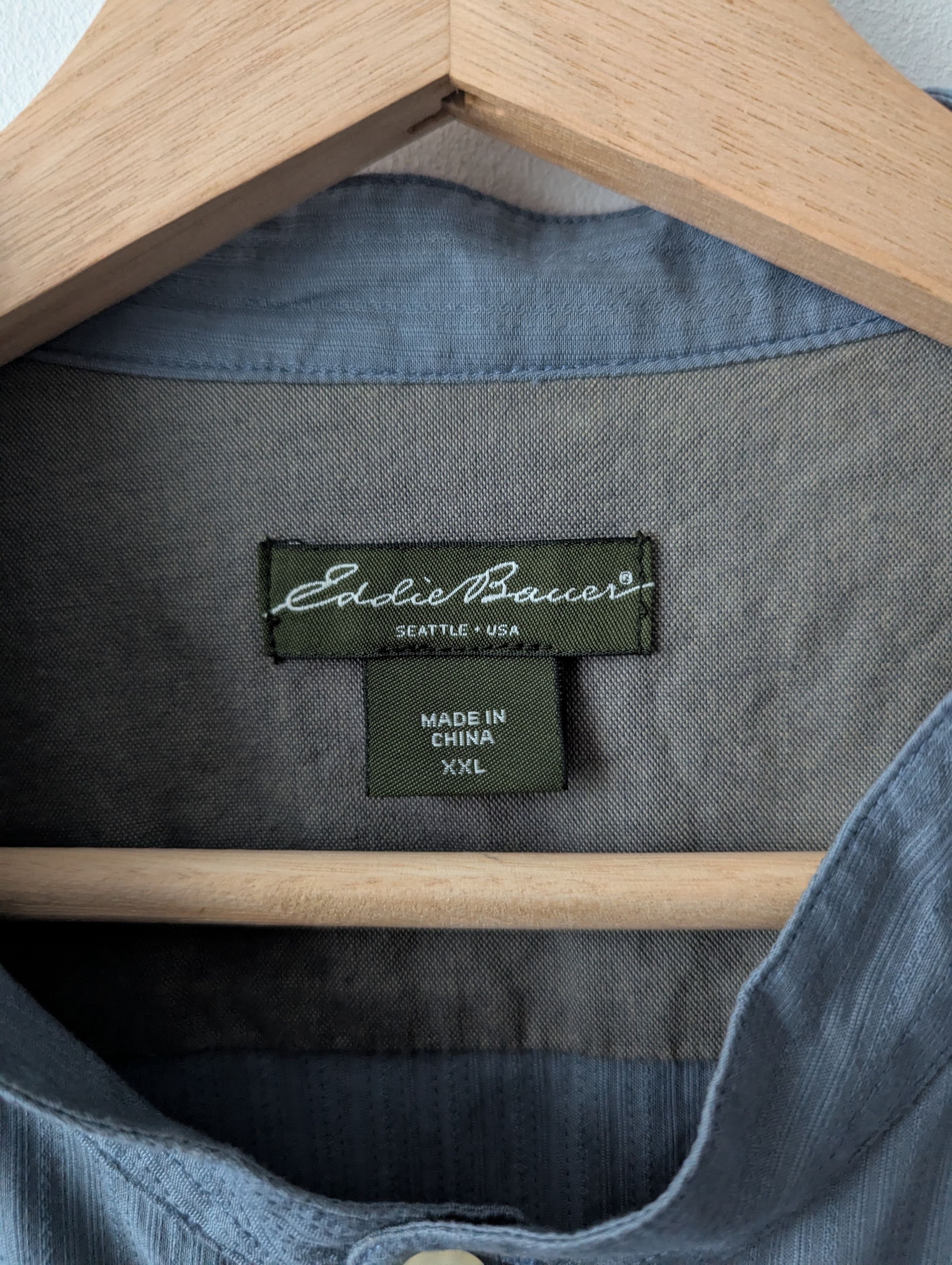Eddie Bauer Eddie Bauer Textured Cotton Mandarin Collar Shirt Blue Size US XXL / EU 58 / 5 - 2 Thumbnail