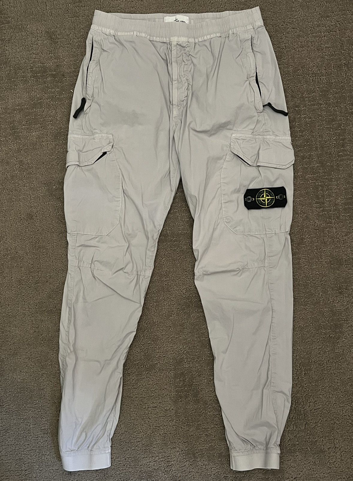 image of Stone Island Grey Metallic Lightweight Runway Cargo Joggers, Men's (Size 31)