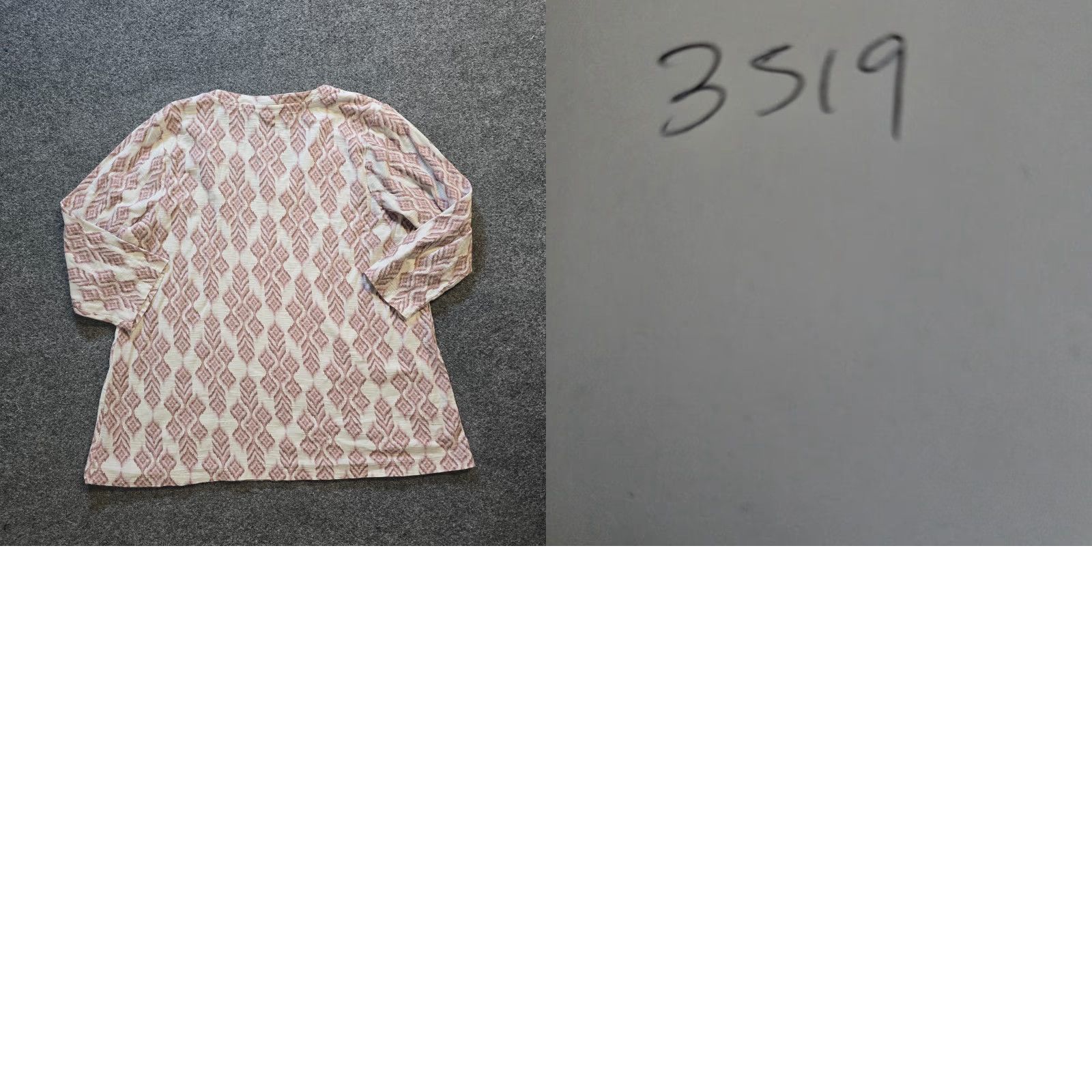 J. Jill J. Jill Top Shirt Womens Large White Pink Southwest Slub Knit 3/4 Sleeve Casual V-Neck Size L / US 10 / IT 46 - 8 Thumbnail