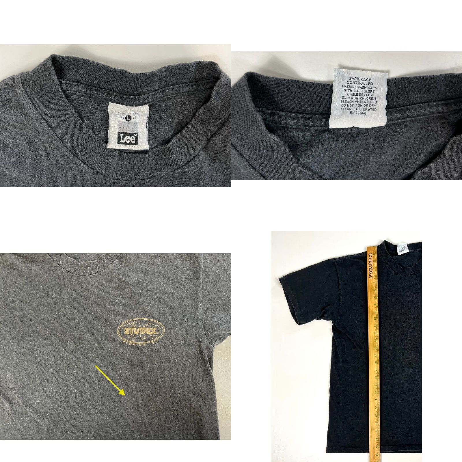 Lee VINTAGE Florida Studex Ear Piercing Equipment T-Shirt Lee Made in USA Sz L Men’s Black 1992 90s Vintage Graphic Print Shirt Size US L / EU 52-54 / 3 - 8 Thumbnail