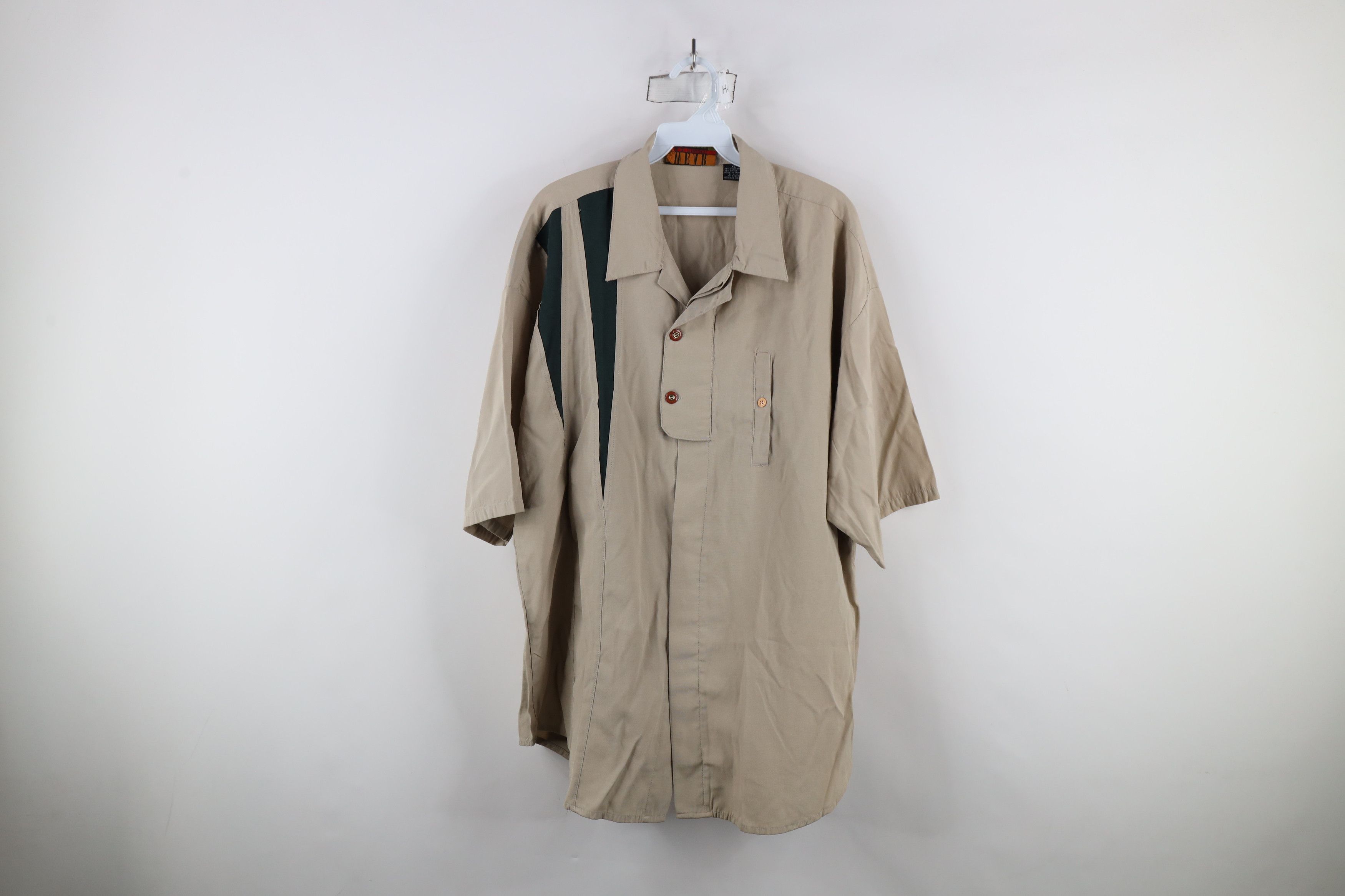 Vintage Vintage 90s Streetwear Blend Collared Button Shirt Beige Size US XL / EU 56 / 4 - 1 Thumbnail