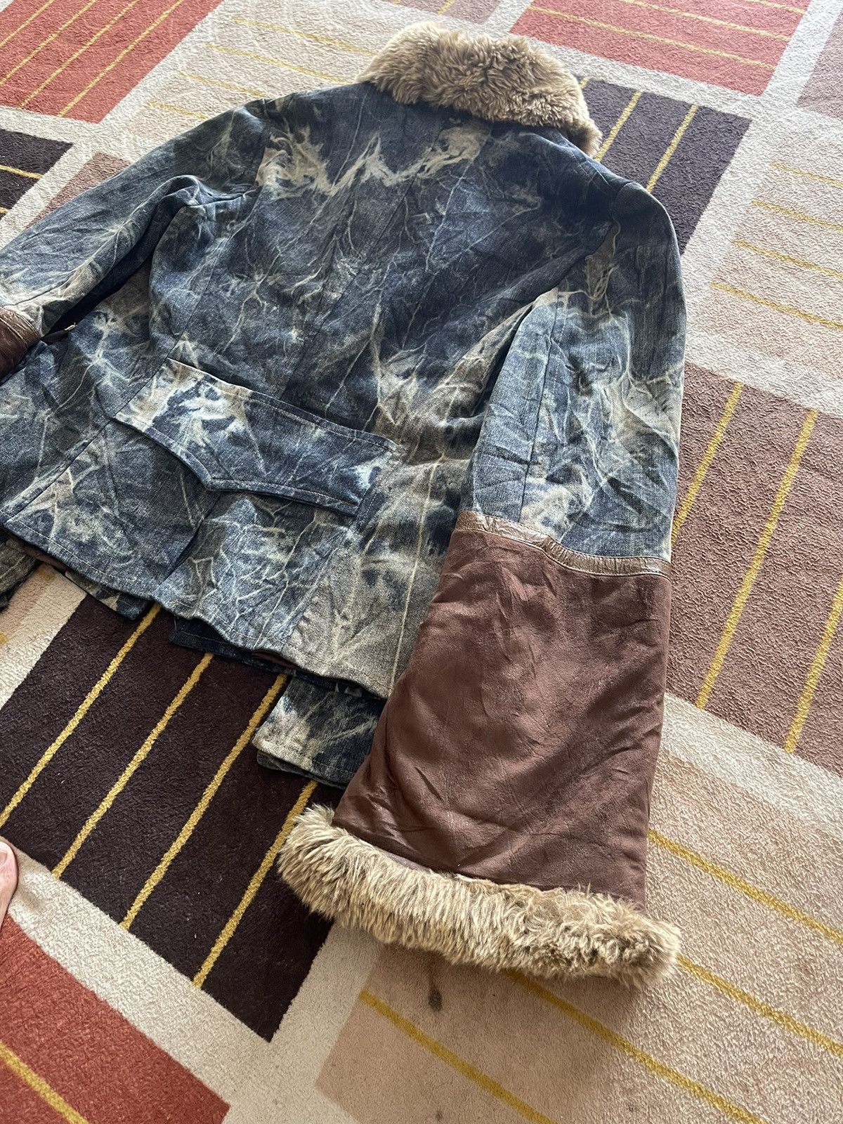 If Six Was Nine JOLIE JOLIE ITALY Faux Fur Collar Acid Wash Punk Jacket Size M / US 6-8 / IT 42-44 - 8 Thumbnail