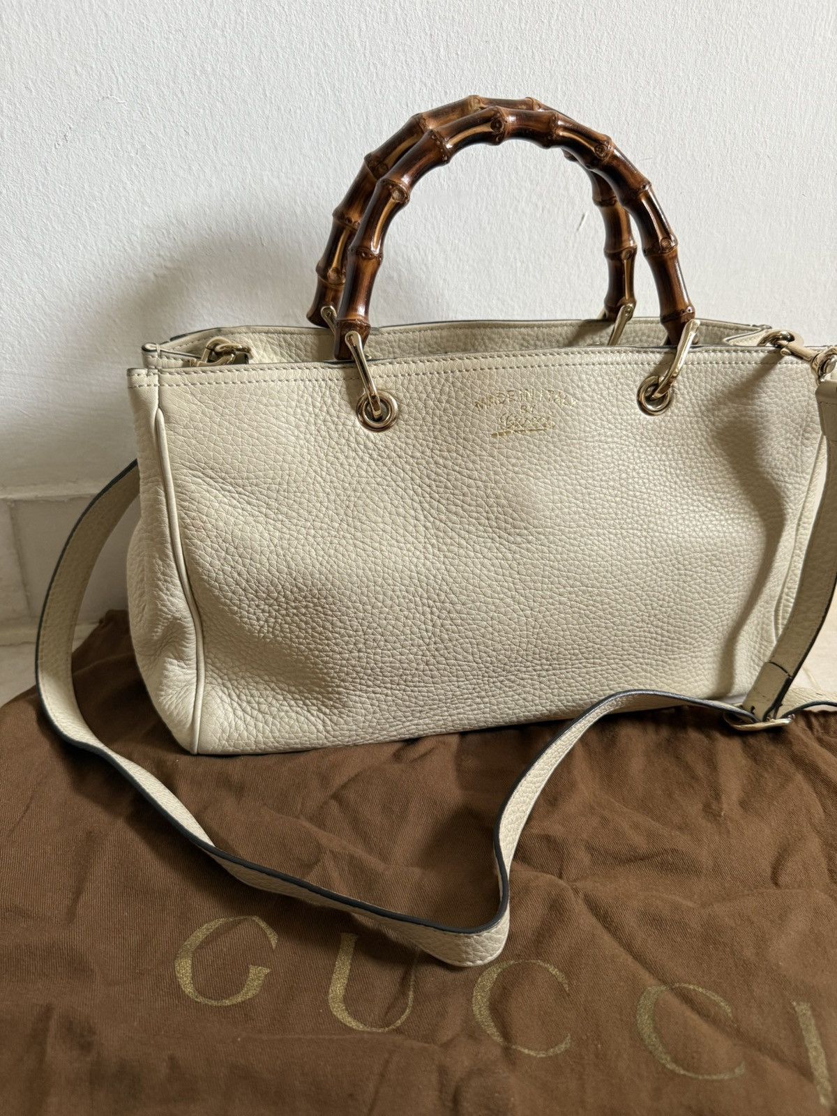 Gucci Gucci Bamboo Shopper Pebbled Leather 2 way Small Size ONE SIZE - 11 Thumbnail