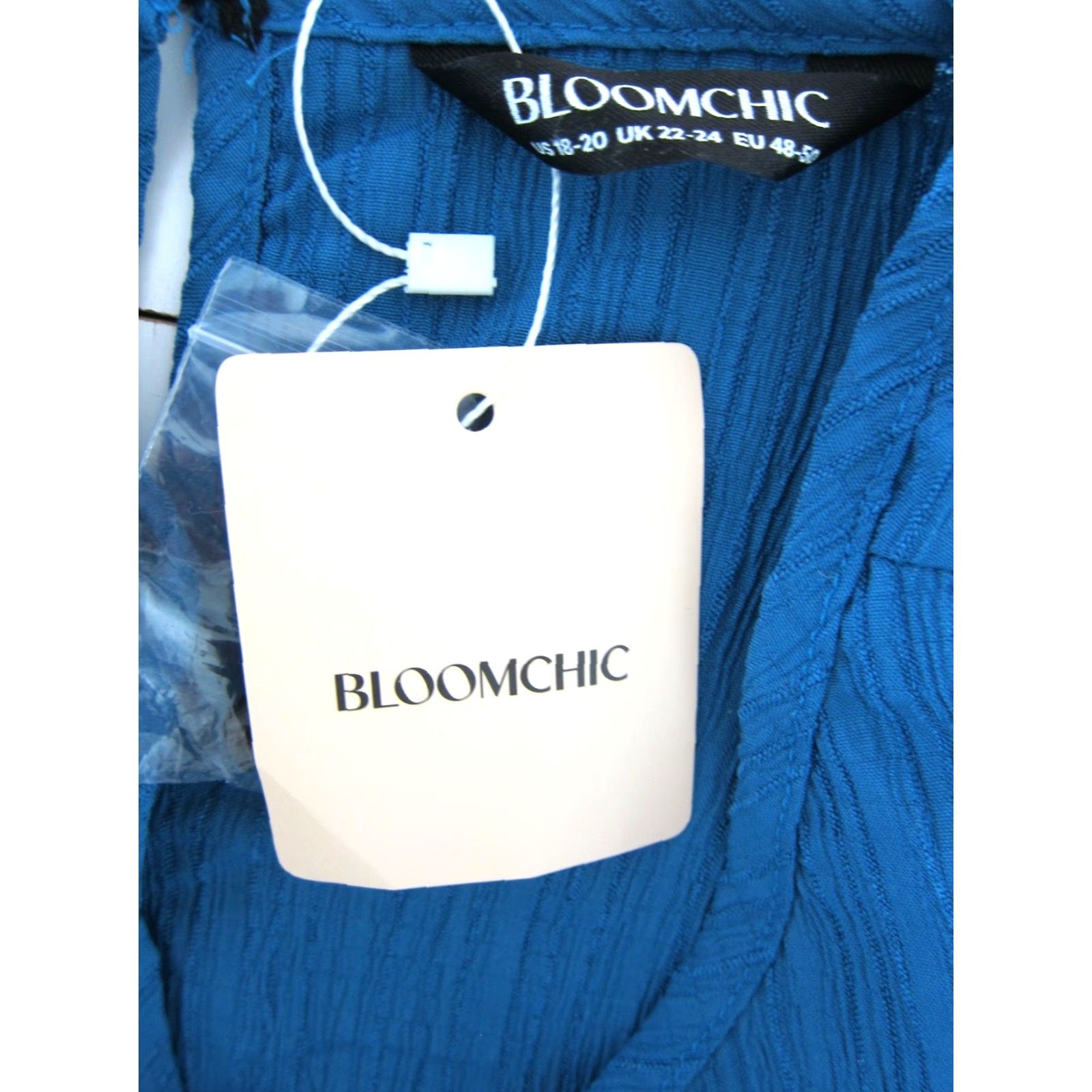 Vintage BLOOMCHIC Dress Cap Sleeve NWT Blue 18-20 Women Pockets Shift Smock Tunic Knee Length Casual/Formal 90s Wedding Women Size XXL / US 16-18 / IT 52-54 - 3 Thumbnail