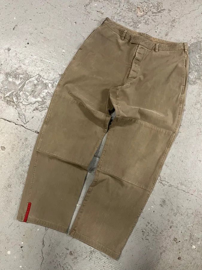 Prada × Vintage 2000s Prada Linea Rossa Beige Pants Size US 33 - 3 Thumbnail