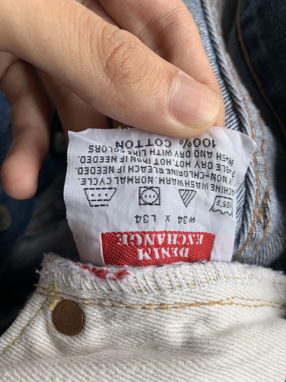 Japanese Brand × Jean DENIM EXCHANGE SELVEDGE BAGGY BUTTON FLY JAPANESE DENIM Size US 32 / EU 48 - 18 Thumbnail