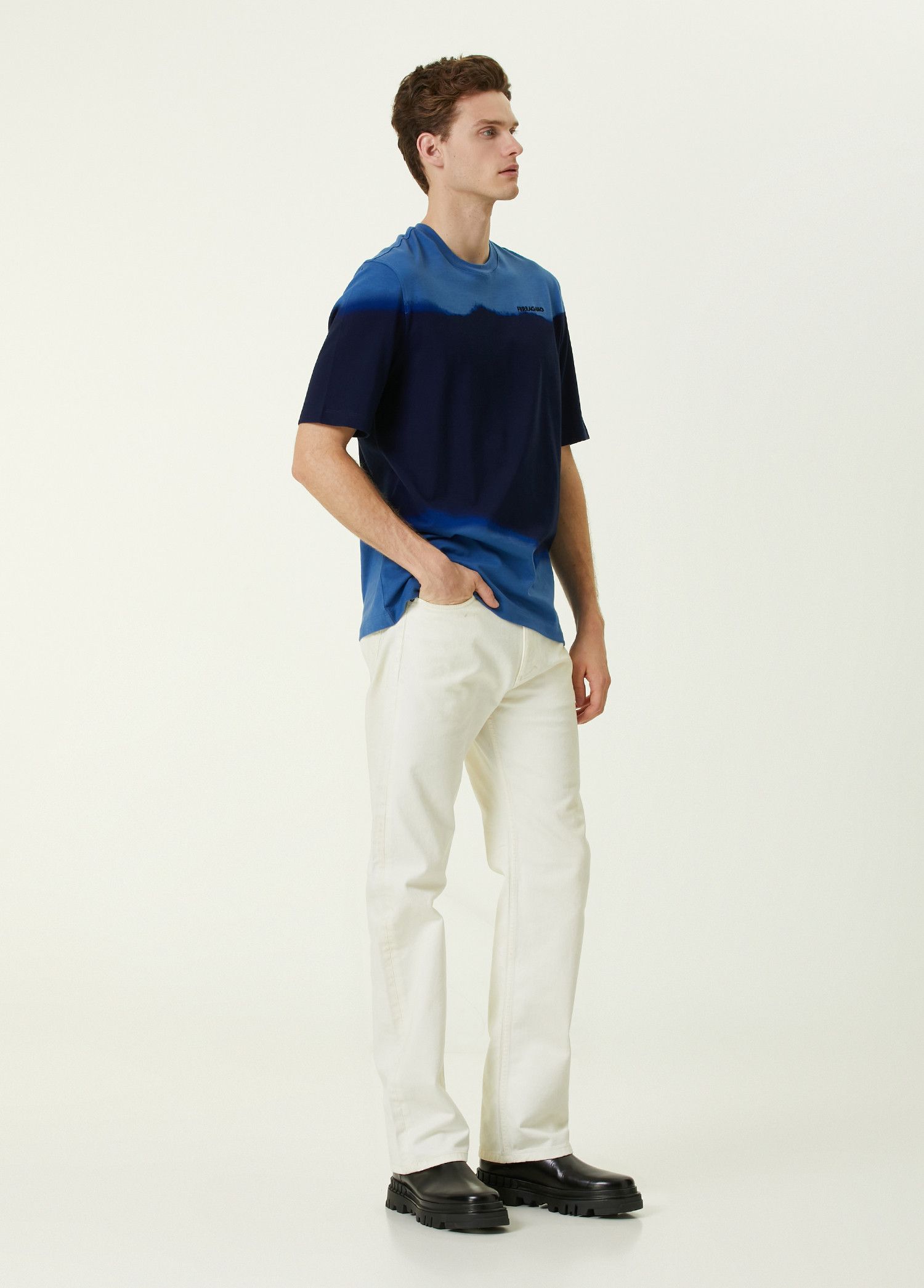Salvatore Ferragamo SALVATORE FERRAGAMO blue navy colorblock t-shirt Medium Size US M / EU 48-50 / 2 - 3 Thumbnail