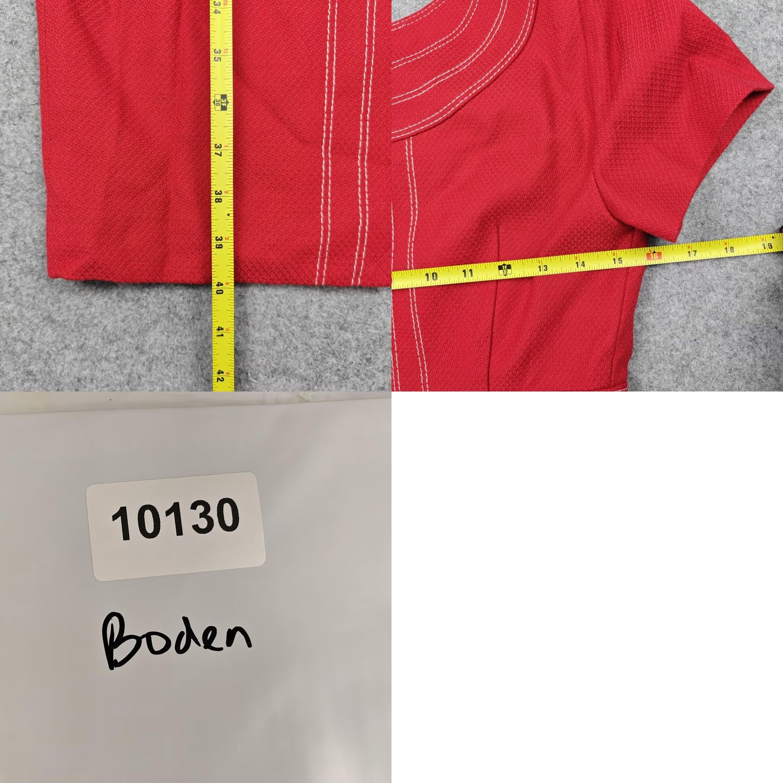 Boden Boden Dress Womens 6 Red Textured Contrast Stitch Sheath Short Sleeve Midi New Size 28" / US 6 / IT 42 - 8 Thumbnail