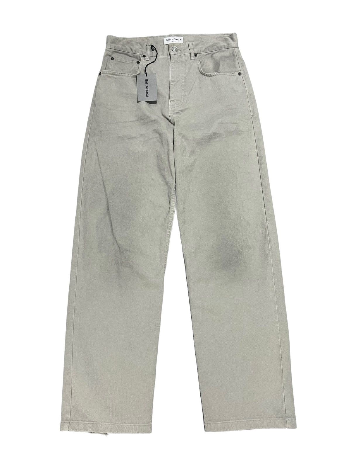 image of S/s 2023 Balenciaga Dirty White Denim Jeans Distress Wide, Men's (Size 30)