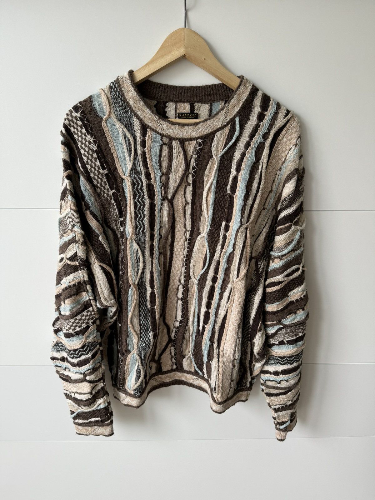 Kapital [1] 7G Knit Gaudy Crew Sweater in Brown (SS23) Size US M / EU 48-50 / 2 - 1 Thumbnail