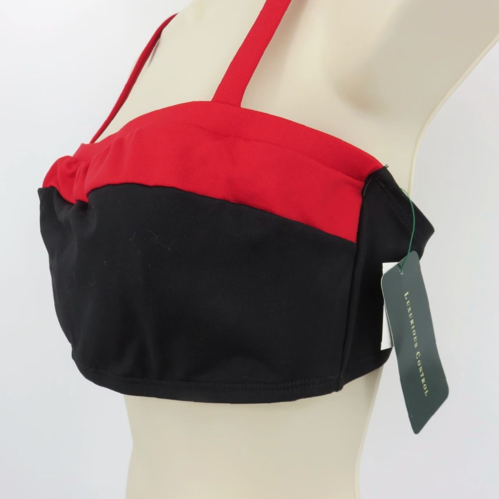 Ralph Lauren VINTAGE 90s Lauren Ralph Lauren Women Bikini Top Lined Spaghetti Strap Black Red 14 NYLON Top Womens Size XL / US 12-14 / IT 48-50 - 4 Thumbnail