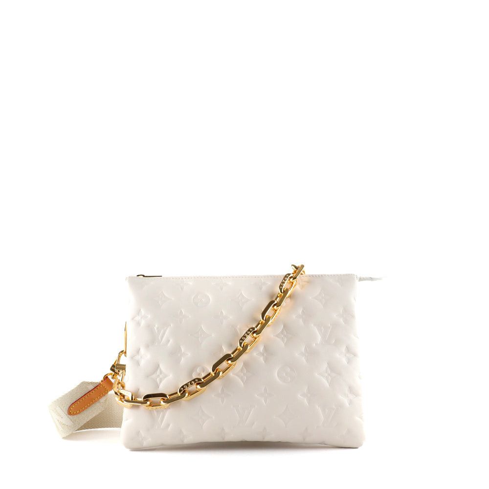 LOUIS VUITTON Coussin PM shoulder bag in white quilted leather