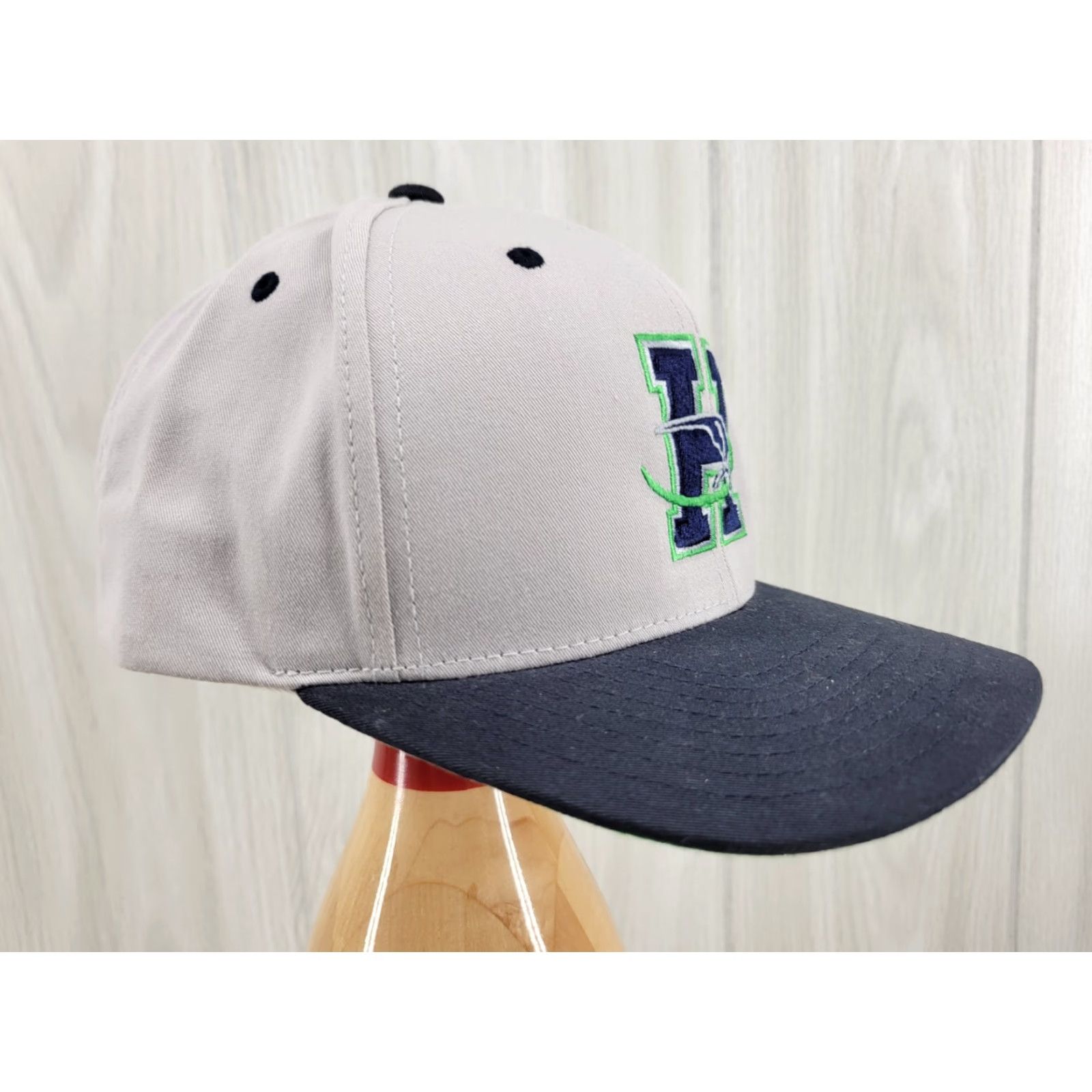 Logo 7 Pacific Headwear Gray Snapback Trucker Hat Ball Cap H and Bird Logo Unknown H and Bird Logo Size ONE SIZE - 3 Thumbnail