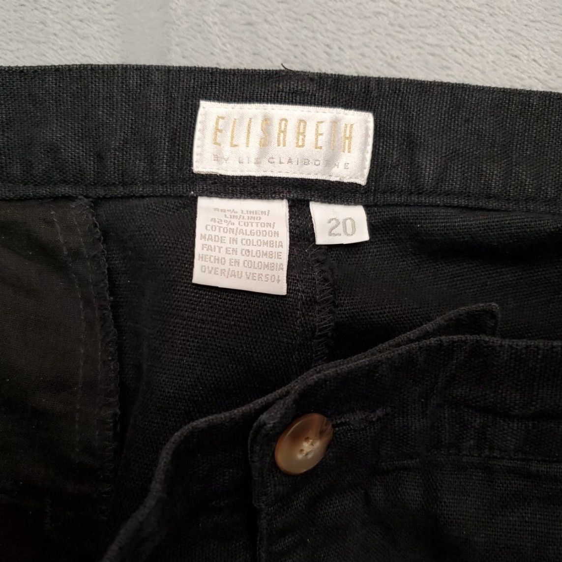 Vintage Elisabeth Pants Womens Black Linen Blend Chino Comfort Everyday Casual 20W Size 42" / US 20 - 2 Thumbnail