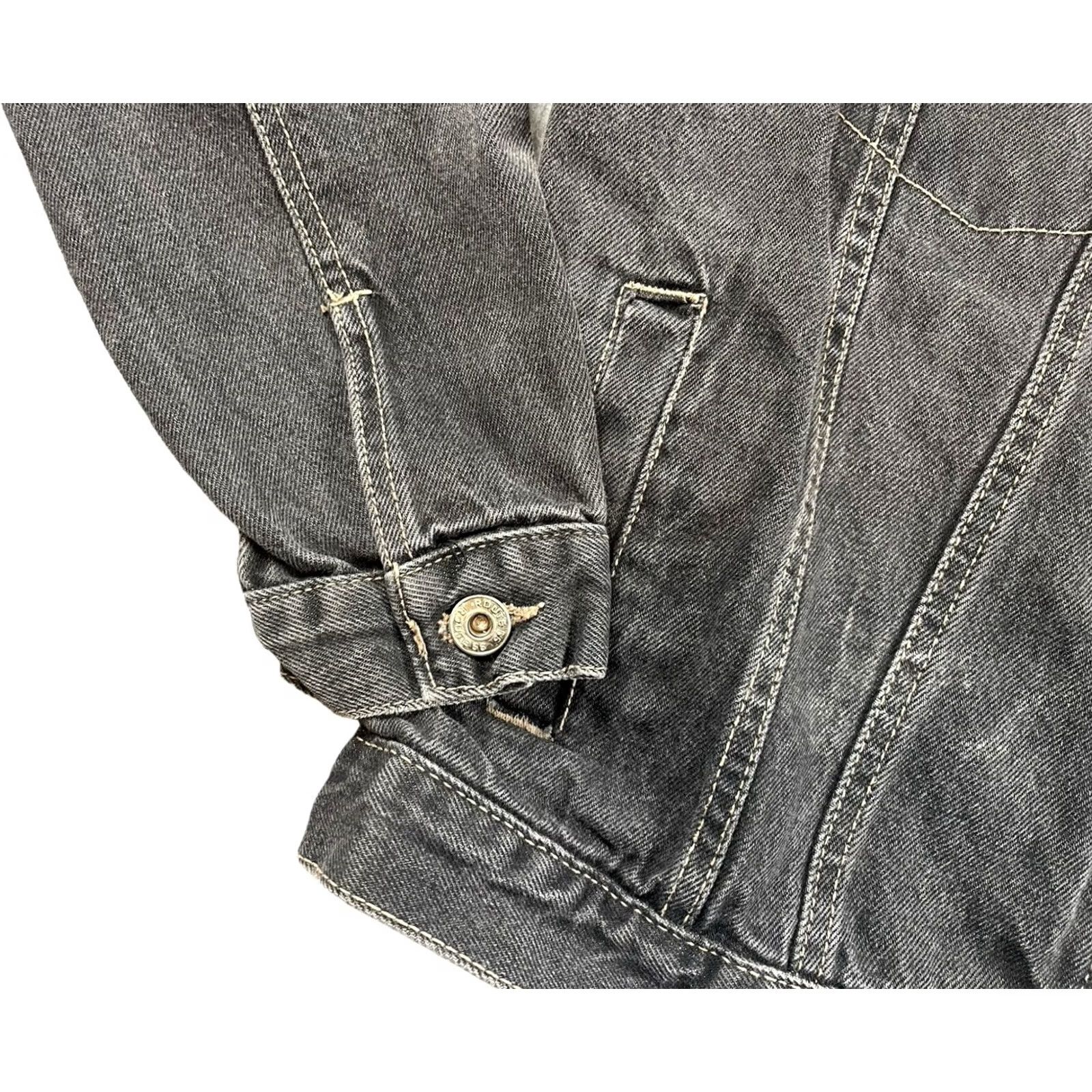 Route 66 VINTAGE Route 66 Denim Jacket Black Women’s Large Embroidered Floral 90s Grunge Jacket Mens Womens Girls Size L / US 10 / IT 46 - 7 Thumbnail