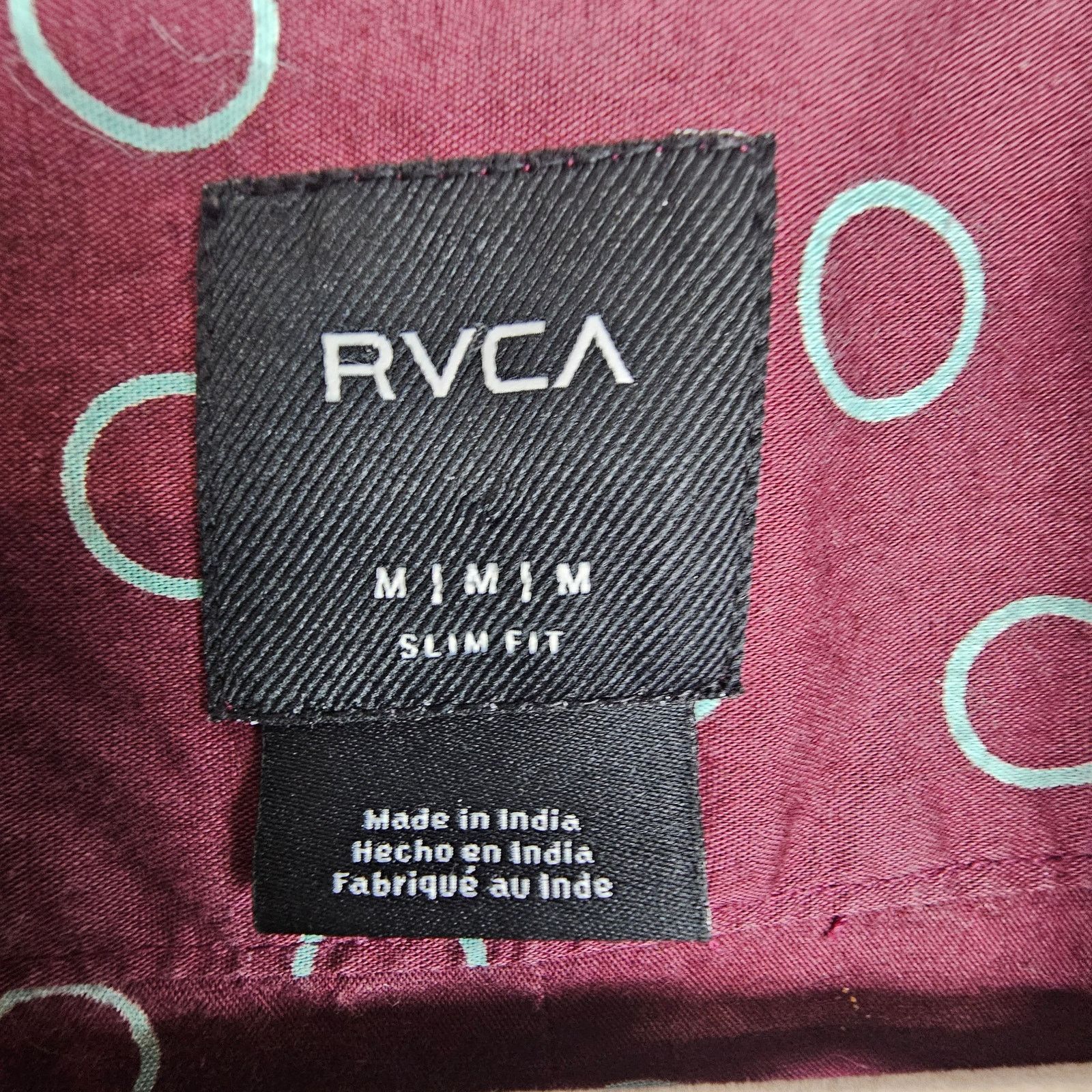RVCA RVCA Mens Geometric Print Button Shirt Sz M Slim Fit Preppy Size US S / EU 44-46 / 1 - 6 Thumbnail