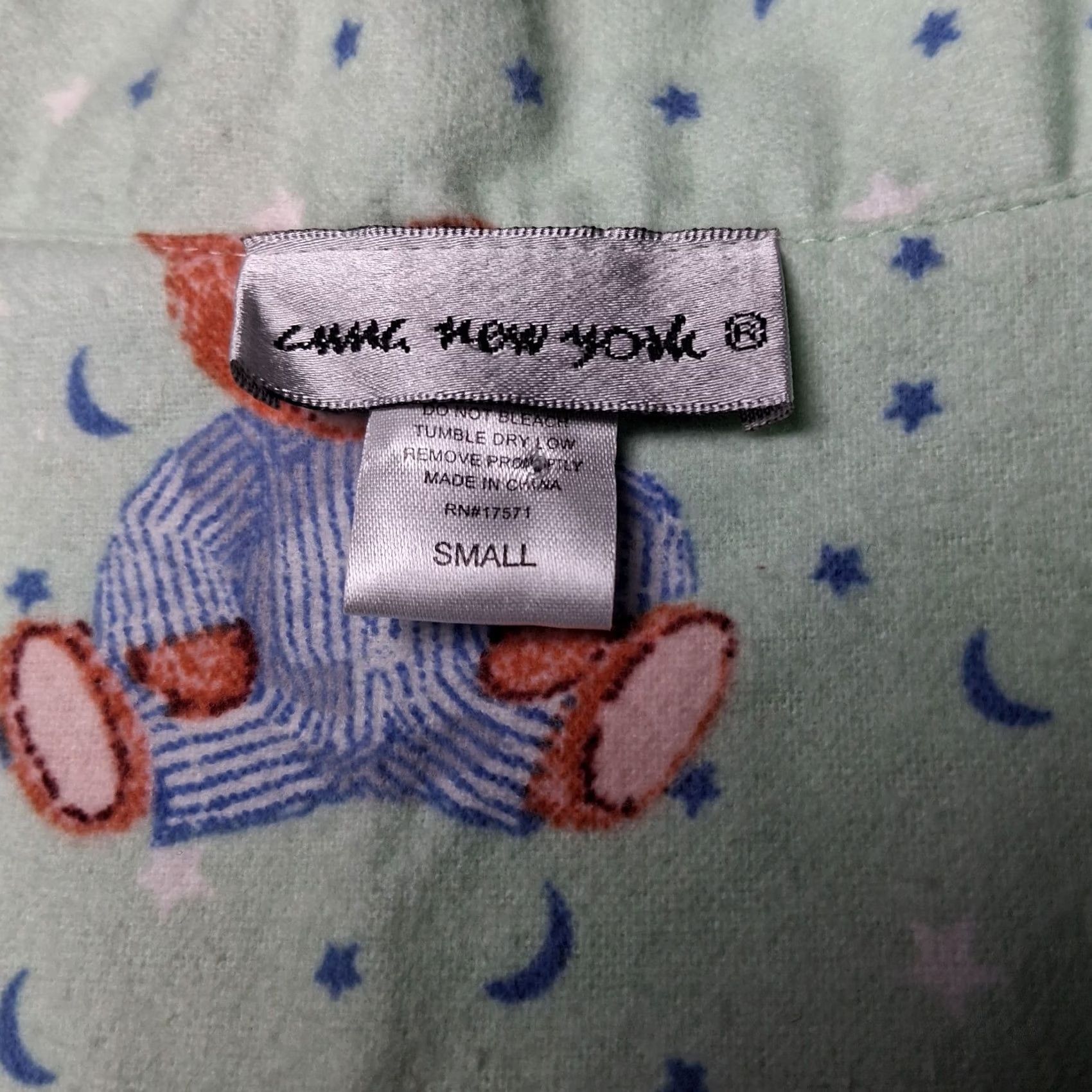 Moonstar Anna New York Flannel Pajama Shirt Small Green Teddy Bears Moon Stars Size S / US 4 / IT 40 - 6 Thumbnail