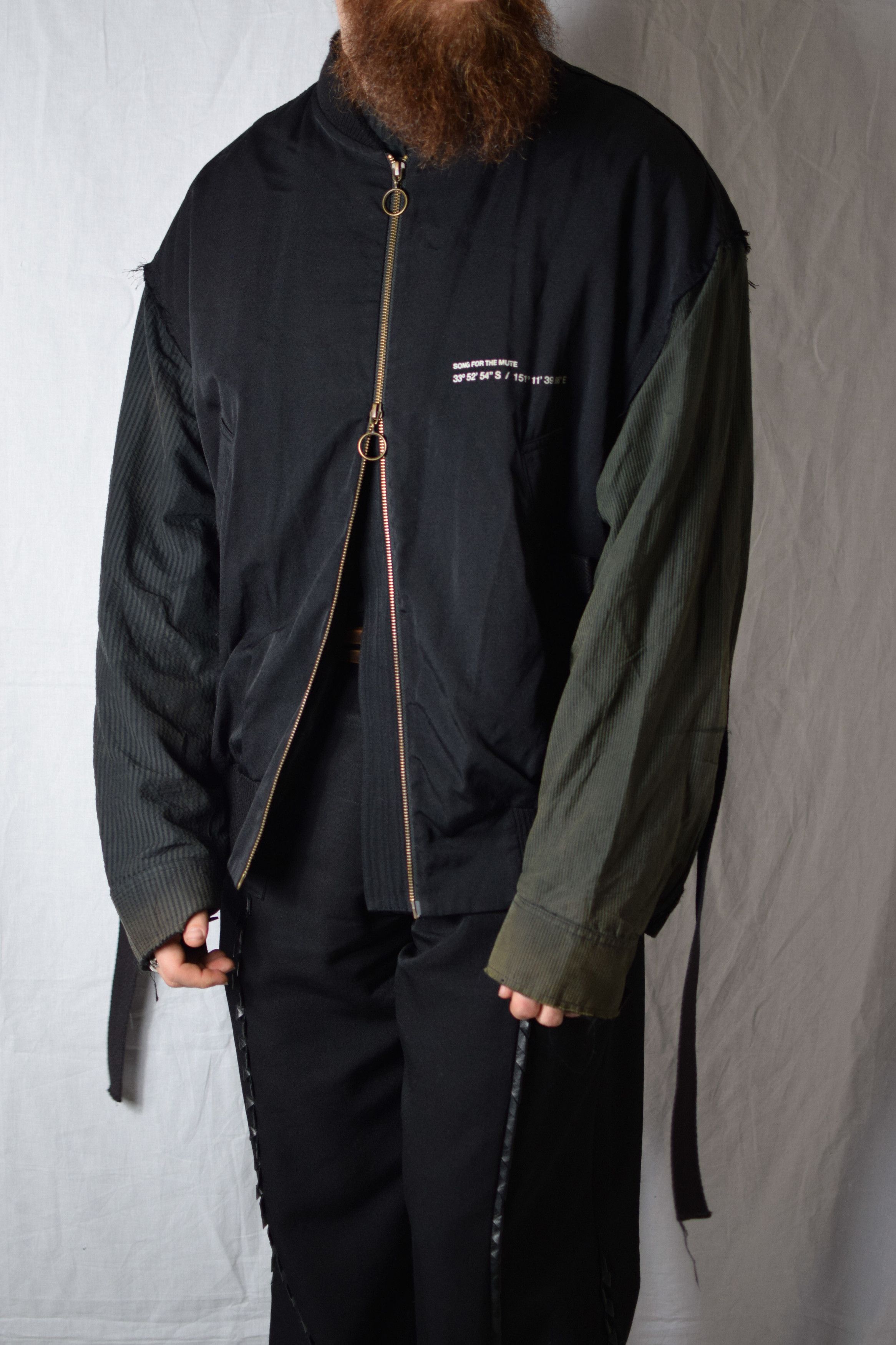 image of Song For The Mute Sftm Ss18 Wander Bomber Jacket - Mjk060P_Crklblk in Black, Men's (Size Large)