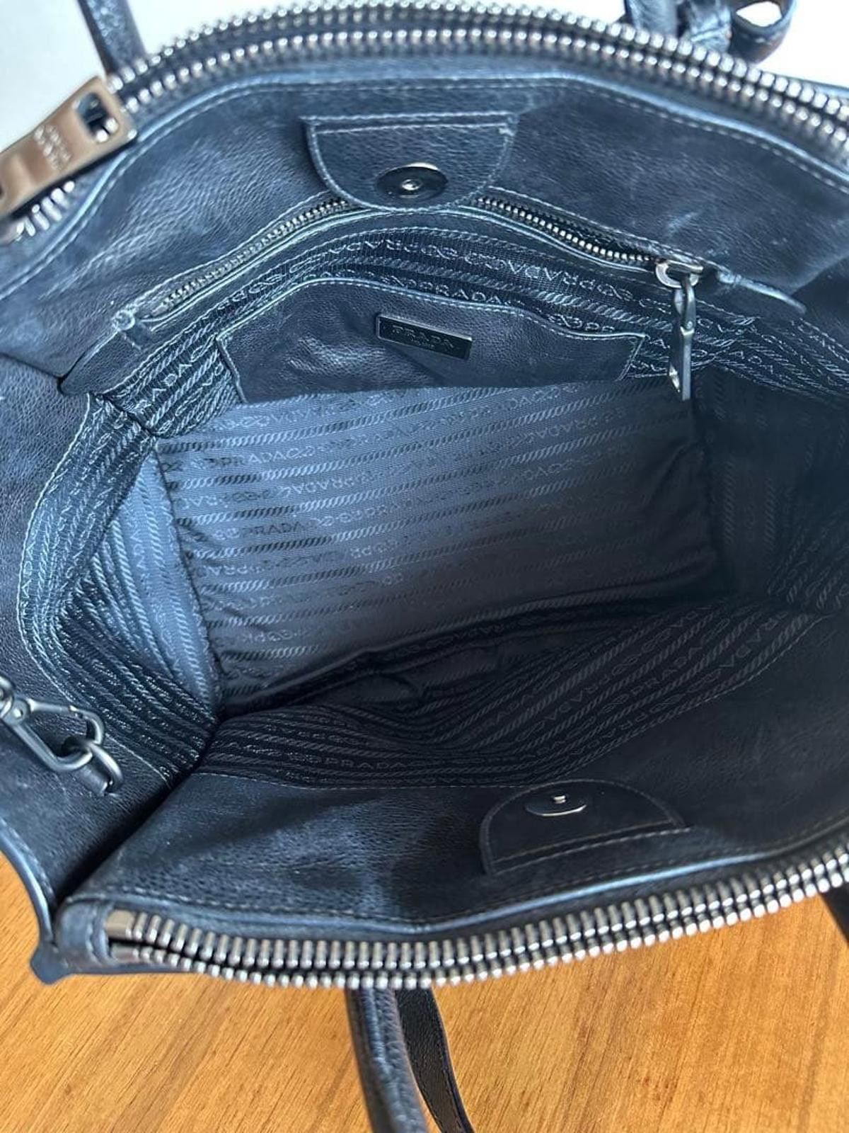 Prada Prada - Black Leather Tote Bag with Shoulder Strap Size ONE SIZE - 6 Thumbnail