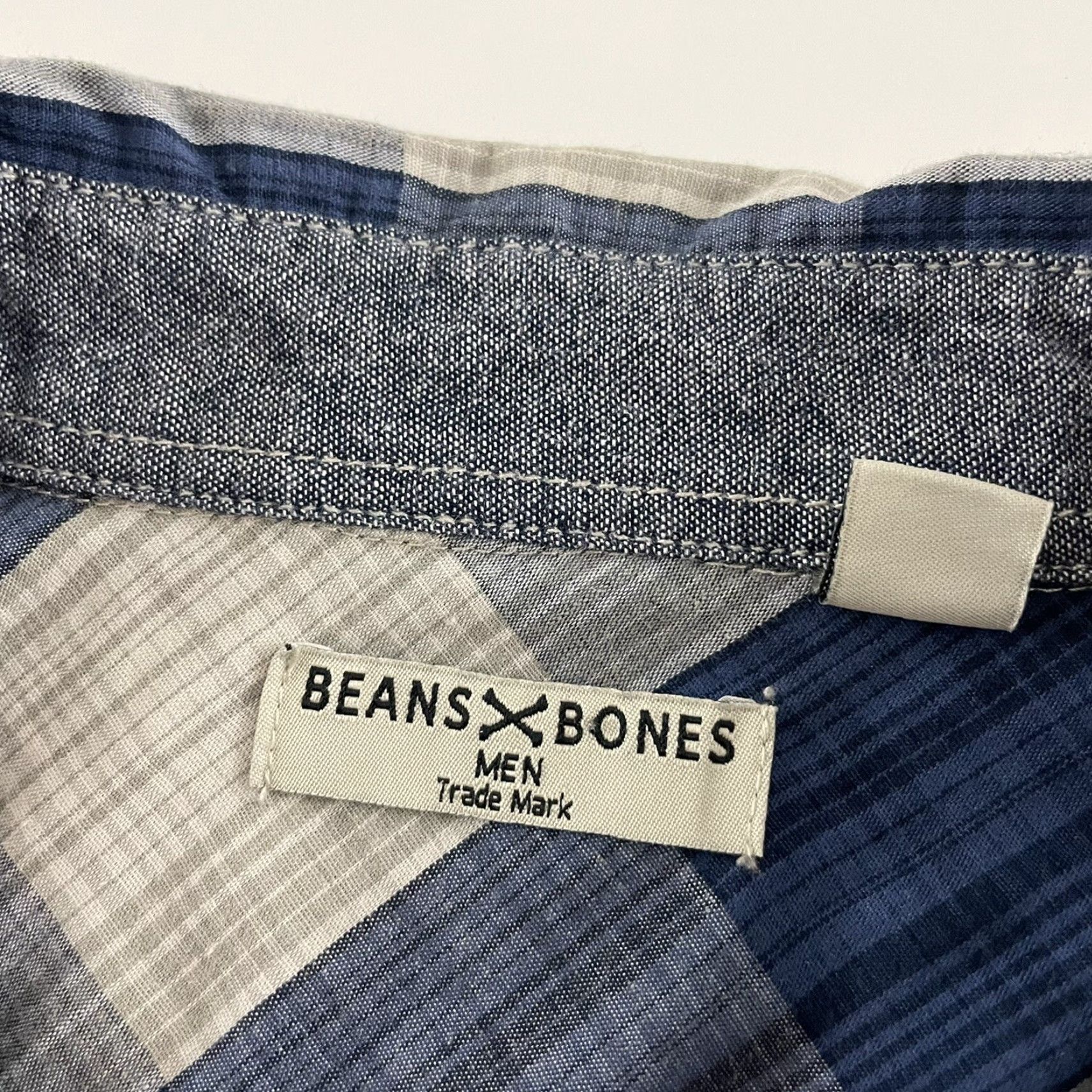 Bones Beans X Bones Plaid Short Sleeve Button-Up Shirt L Men Blue Gray Size US L / EU 52-54 / 3 - 3 Thumbnail