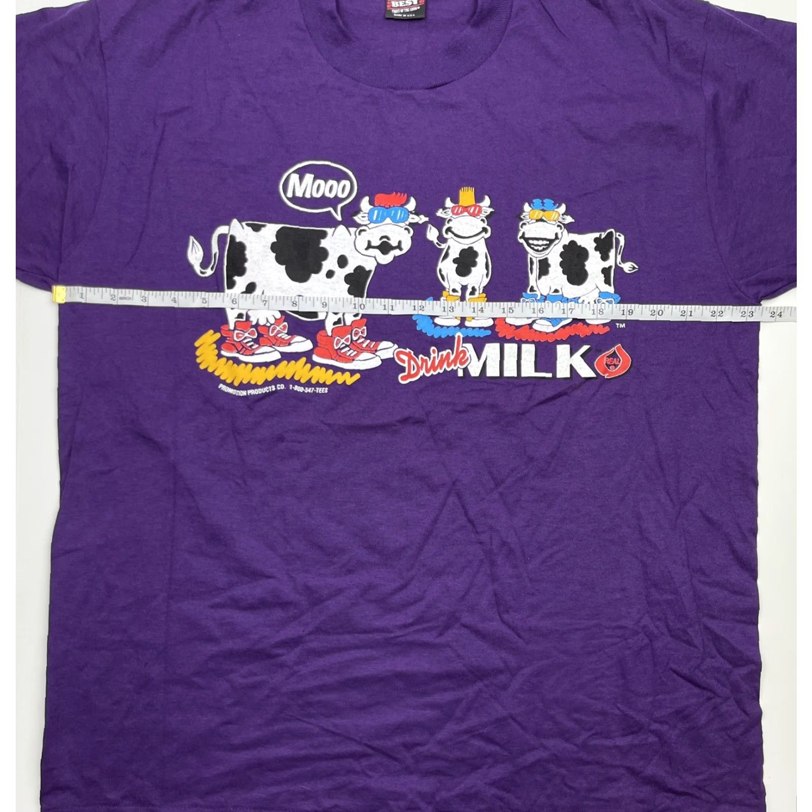 Vintage VINTAGE Screen Stars Drink Milk T-Shirt XL Purple Funny Cows 90s Mens Size US XL / EU 56 / 4 - 6 Thumbnail