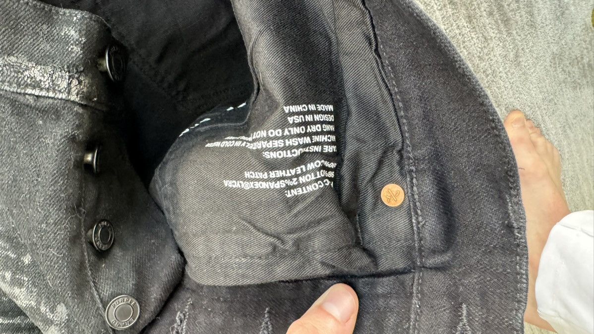 Purple Brand Black Denim Pants Foil Overlay Size US 32 / EU 48 - 3 Thumbnail