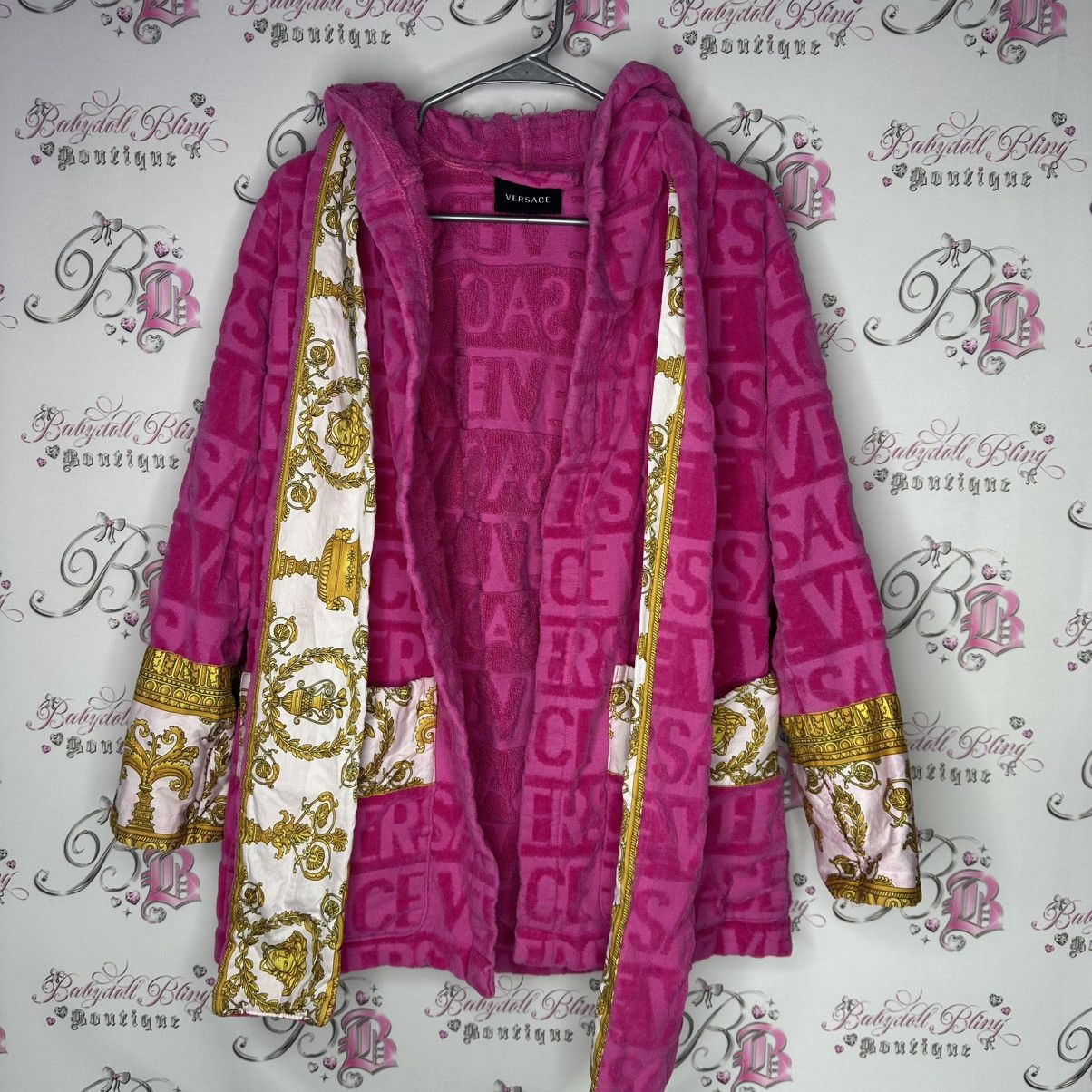 Versace Versace pink robe short with belt terry cloth towel Size S / US 4 / IT 40 - 1 Thumbnail