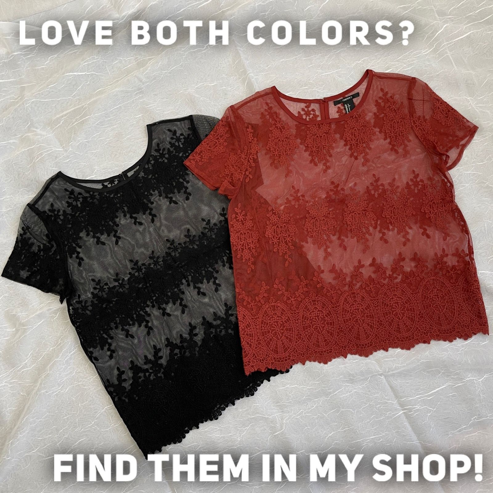 Forever 21 Rust Sheer Mesh Lace T Shirt Scalloped Hem Forever 21 Small Size S / US 4 / IT 40 - 16 Thumbnail