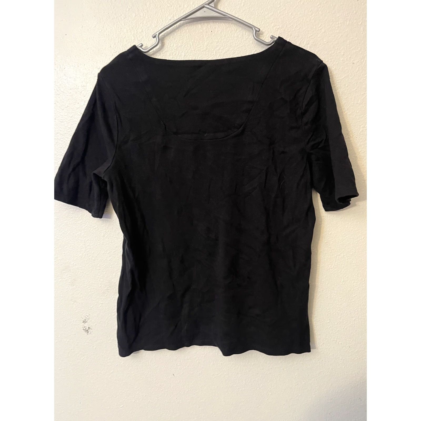 Croft & Barrow Croft & Barrow Women’s Black PM V-Neck Cotton Short Sleeve T-Shirt Size M / US 6-8 / IT 42-44 - 3 Thumbnail