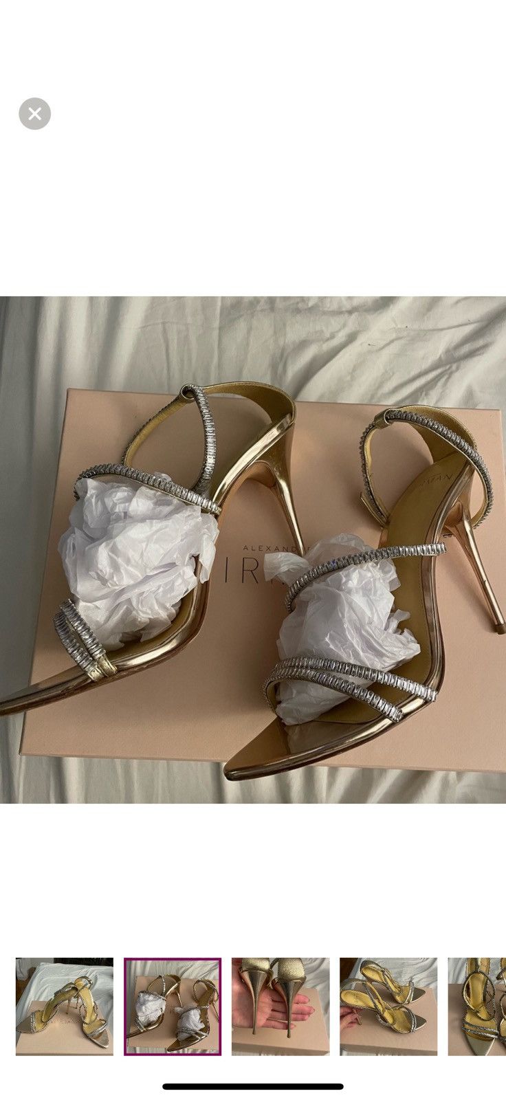 Alexandre Birman Alexandre Birman Lacy Zircone Gold Metallic Sandals Size US 9 / IT 39 - 3 Thumbnail