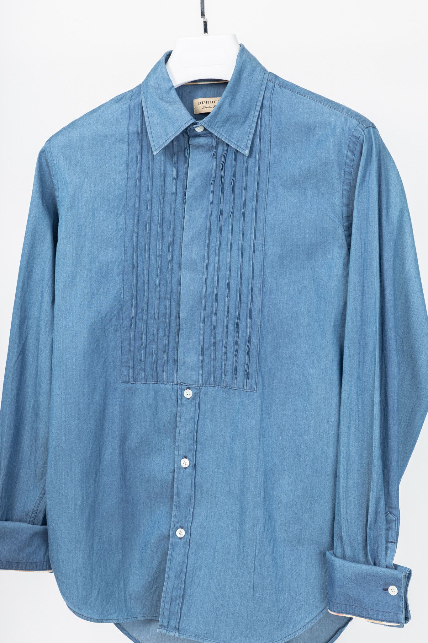 Burberry Burberry Blue Bib Front Cotton Chambray Shirt Size S / US 4 / IT 40 - 3 Thumbnail