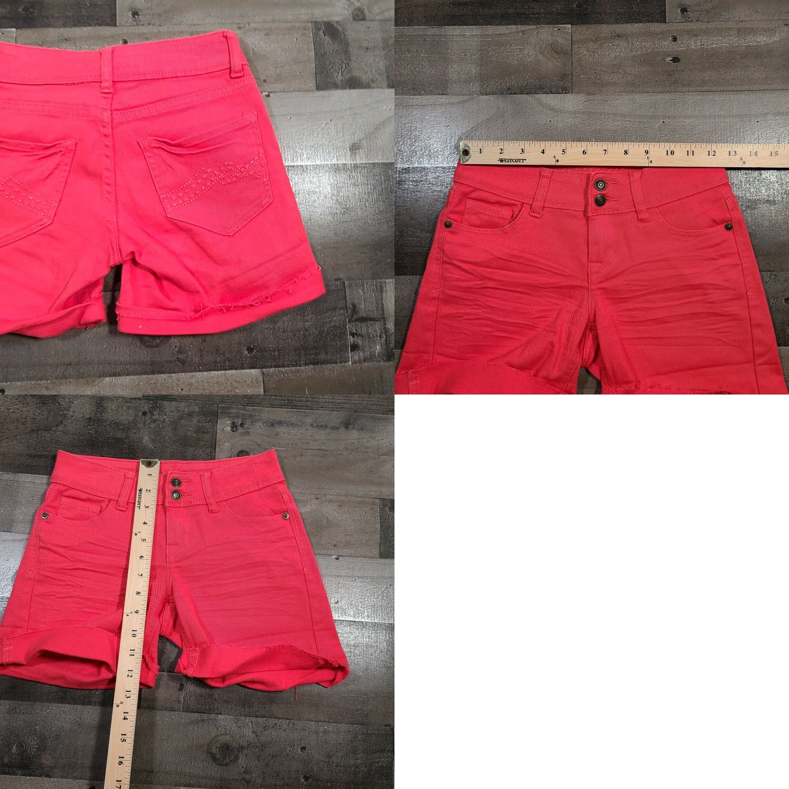 Denime dELiA*s Shorts Womens 00 Red Bailey Boyfriend Low Rise Cuffed Medium Wash Denim Size 24" / US 00 / IT 34 - 8 Thumbnail