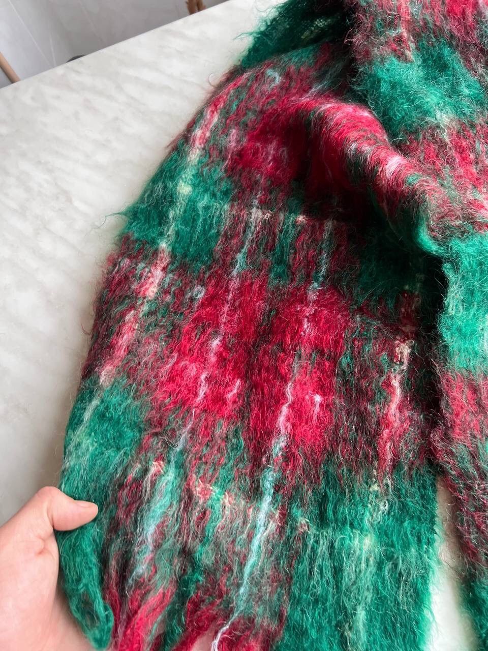 Vintage Vintage Green 1980s USSR CCCP Big Scarf 100% Mohair Soviet Size ONE SIZE - 4 Thumbnail