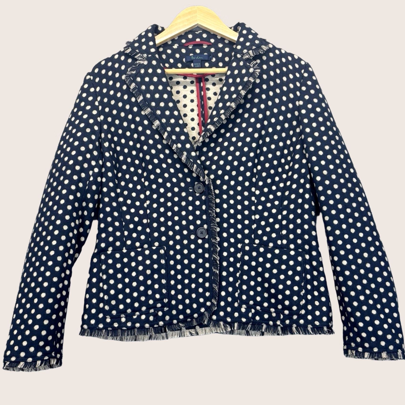 Boden Boden Blazer Jacket - Navy Mix Wool Blend - Spotted Fringe Size XL / US 12-14 / IT 48-50 - 1 Thumbnail