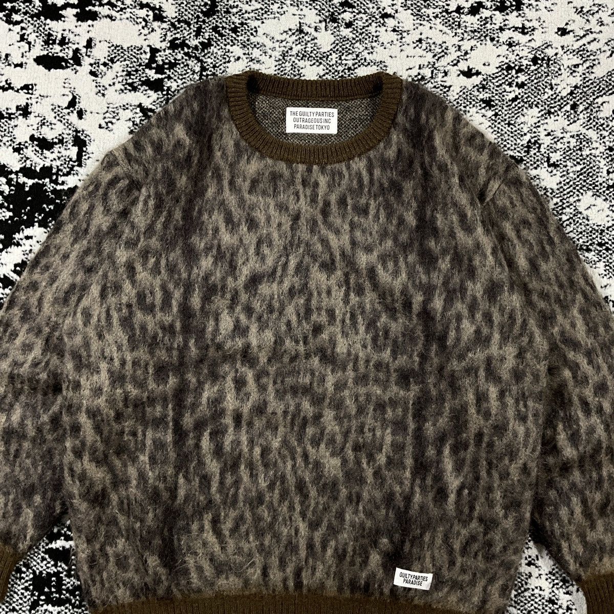 WACKO MARIA LEOPARD MOHAIR CREW NECK SWEATER